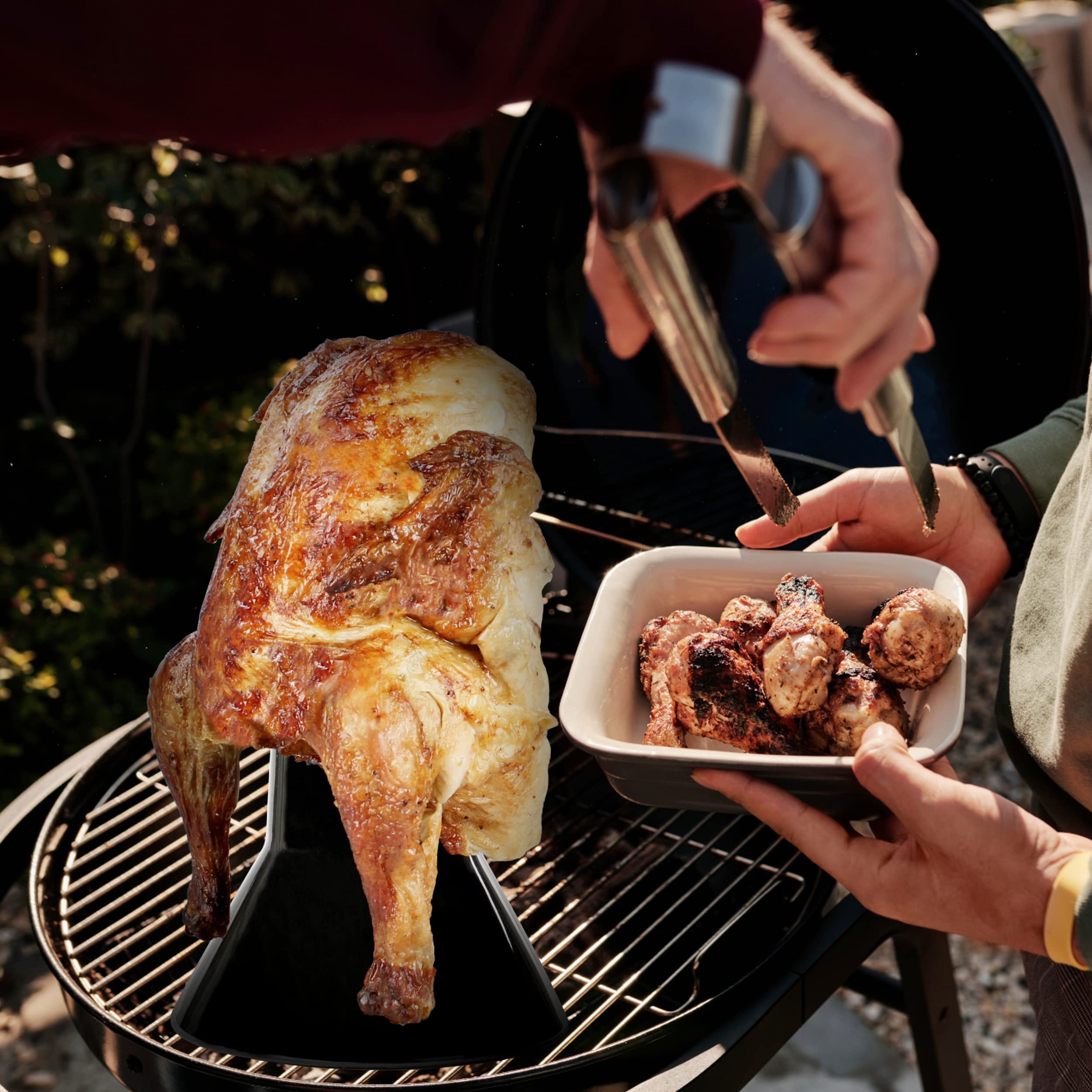 Can Chicken American Motorcycle Steel BBQ Chicken Stand With Beer