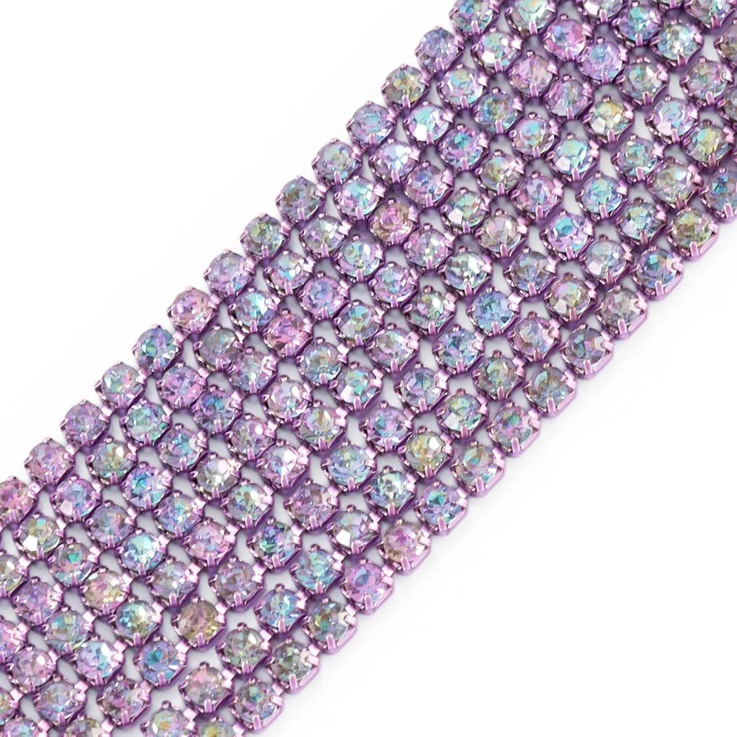 2mm Rhinestone Chains Purple Crystal Rhinestone Close Chain Trims Crystal Applique for Sewing Craft Earring Necklace Tassel Jewelry Making DIY Braid Belt Dress Costume Accessories