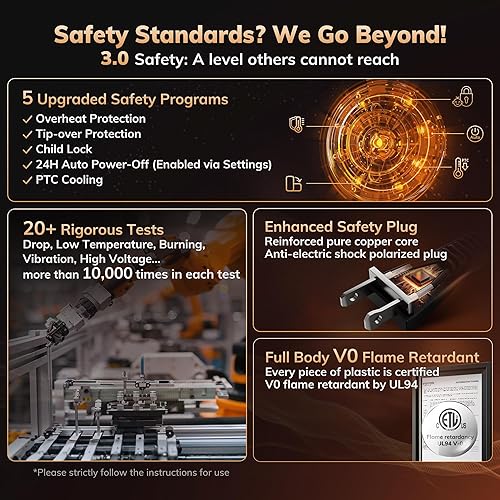 Miniatura 6 de Calentador de espacio AEOCKY de 3 generación con termostato AI, calentadores eléctricos PTC de 1500 W para uso en interiores con control remoto,