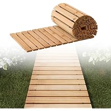 Wooden Garden Pathway Walkway 12FT Pavers Roll Stepping Stones Path Outdoor