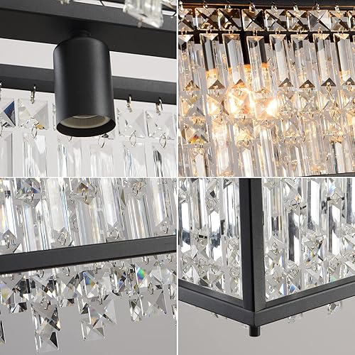 Miniatura 27 de LMQNINE Modernas lámparas colgantes doradas para isla de cocina, lámpara de araña de cristal, elegante iluminación colgante ajustable para comedor