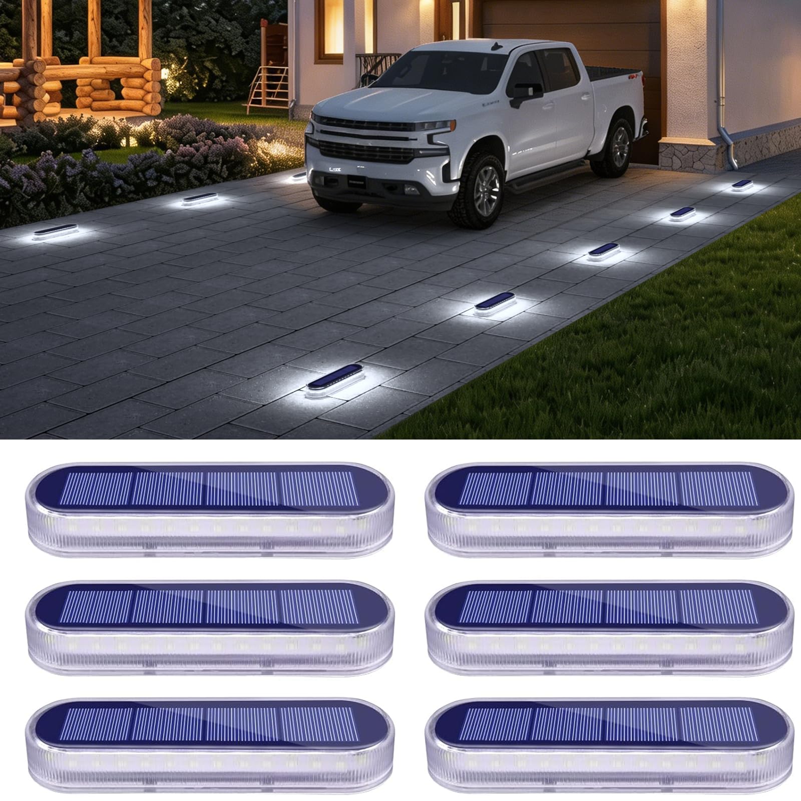 Photo 1 of Solar Powered Driveway Lights, 6 Pack Solar Dock Deck Lights Outdoor-White