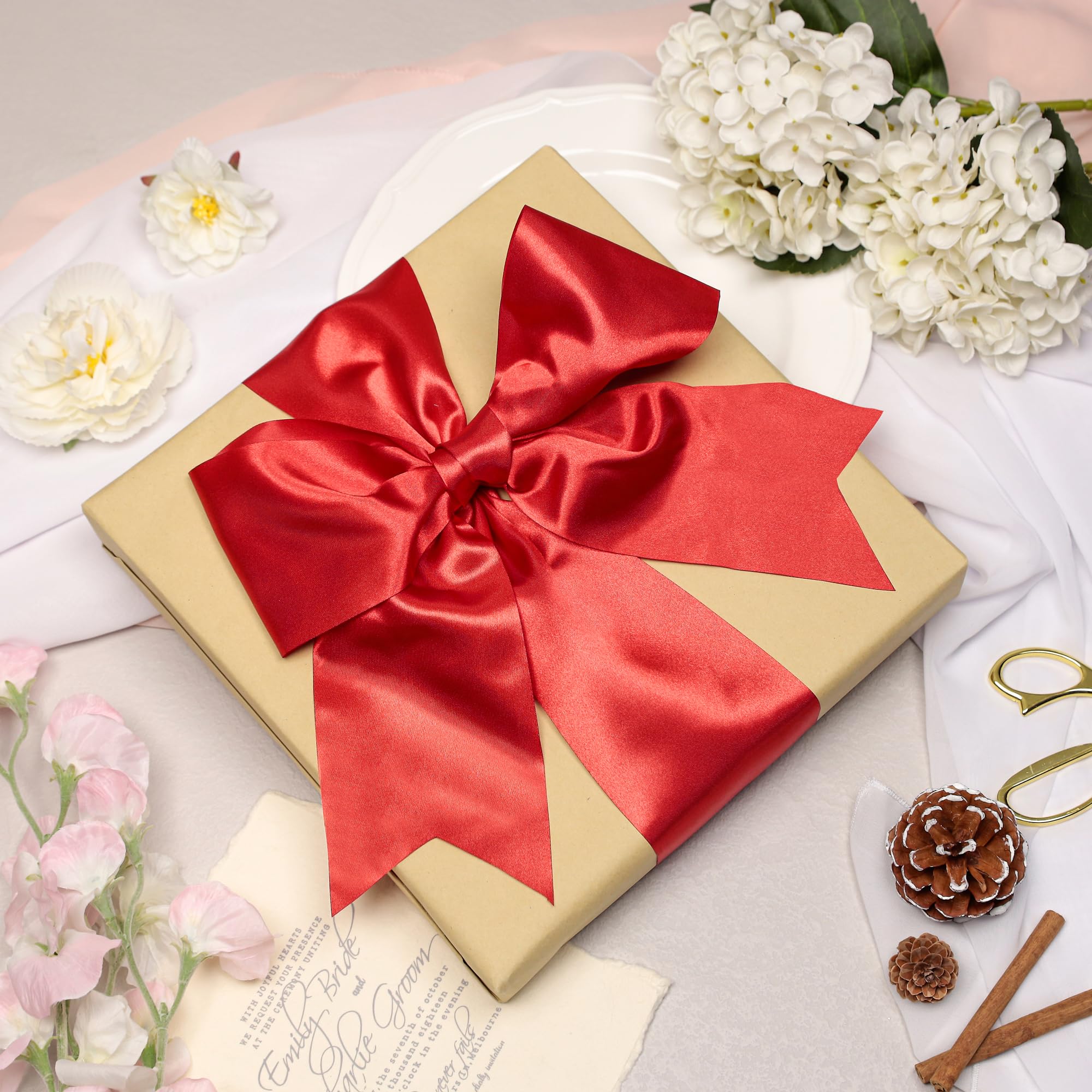 Kryvus Red Satin Ribbon, 100mm x 10M Wide Red Ribbon, Solid Large Ribbons for Cutting Ceremony Grand Opening - Image 4