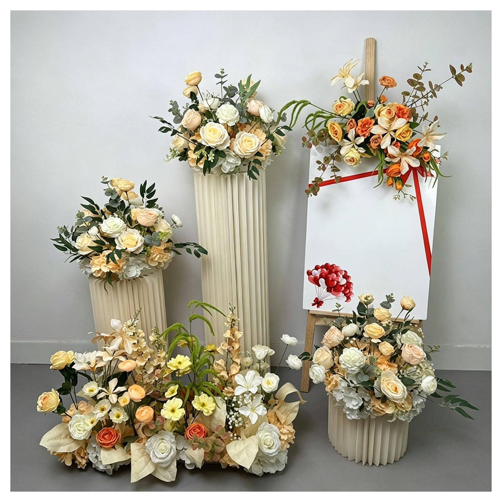 Garden Decoration Flowers Artificial Wedding Flowers Faux Floral Arrangement, Multiple Styles Fake Flowers, For Wedding Aisle, Bridal Room, Hotel Lobby, Window Display, Engag(Size:5-piece set,Color:E)