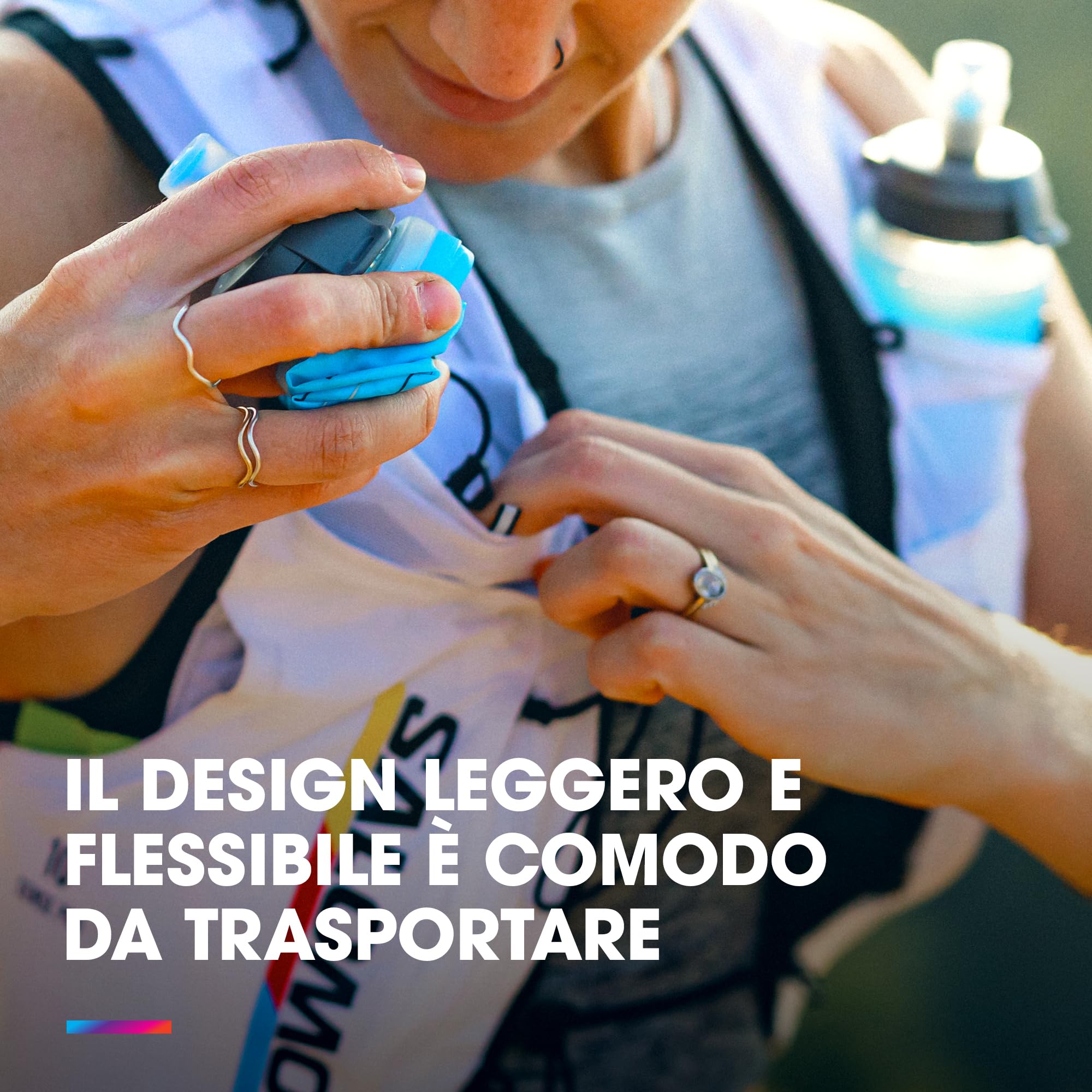 HydraPak UltraFlask Speed 500ml - Confezione da 2 - Flacone Flessibile per Idratazione, Adatto per Gilet da Corsa e Zaini da Corsa, con Tappo di Apertura Facile (500ml / 17oz), Blu Malibu
