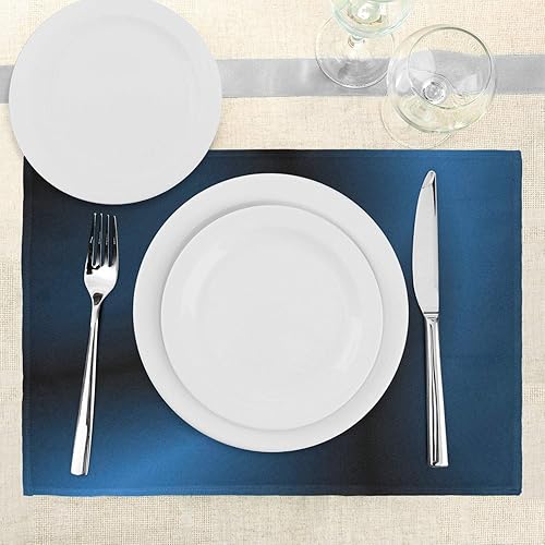 Miniatura 3 de Ambesonne Juego de 4 manteles individuales de tela lavable para mesa de comedor, tamaño estándar, color azul marino con temática del océano