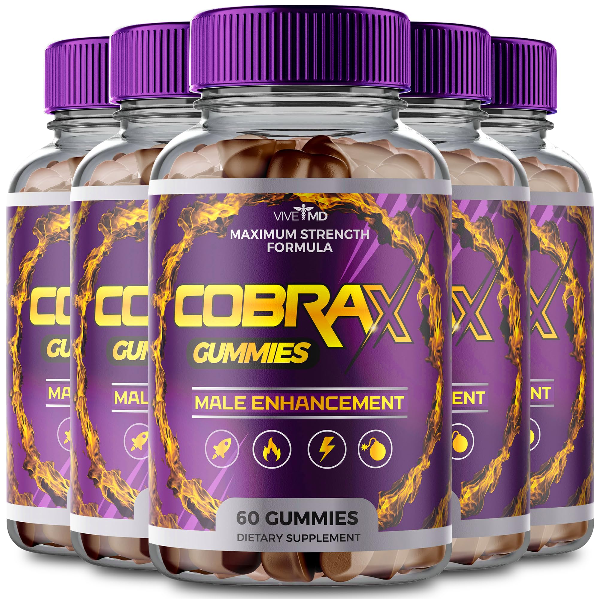CobraX Gummies for Men Extra Strength - Cobra X Gummies Advanced Formula Supplement with Horny Goat Weed - Cobrax Gummies Reviews (5 Pack)