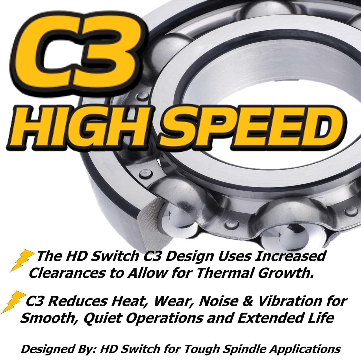 HD Switch 6 Premium C3 Blade Deck Spindle Bearings fits Spartan 410-0003-00 w/ C3 & High Temp Grease Upgrade Lawn Mower Spindle