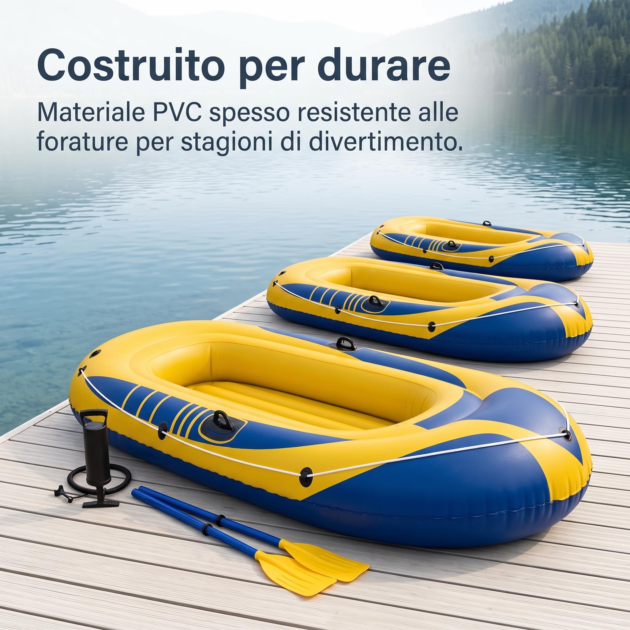 Bateau Gonflable Polyvalent pour 2 ou 3 Personnes, Kayak et Canoë Gonflable Familial, PVC Robuste