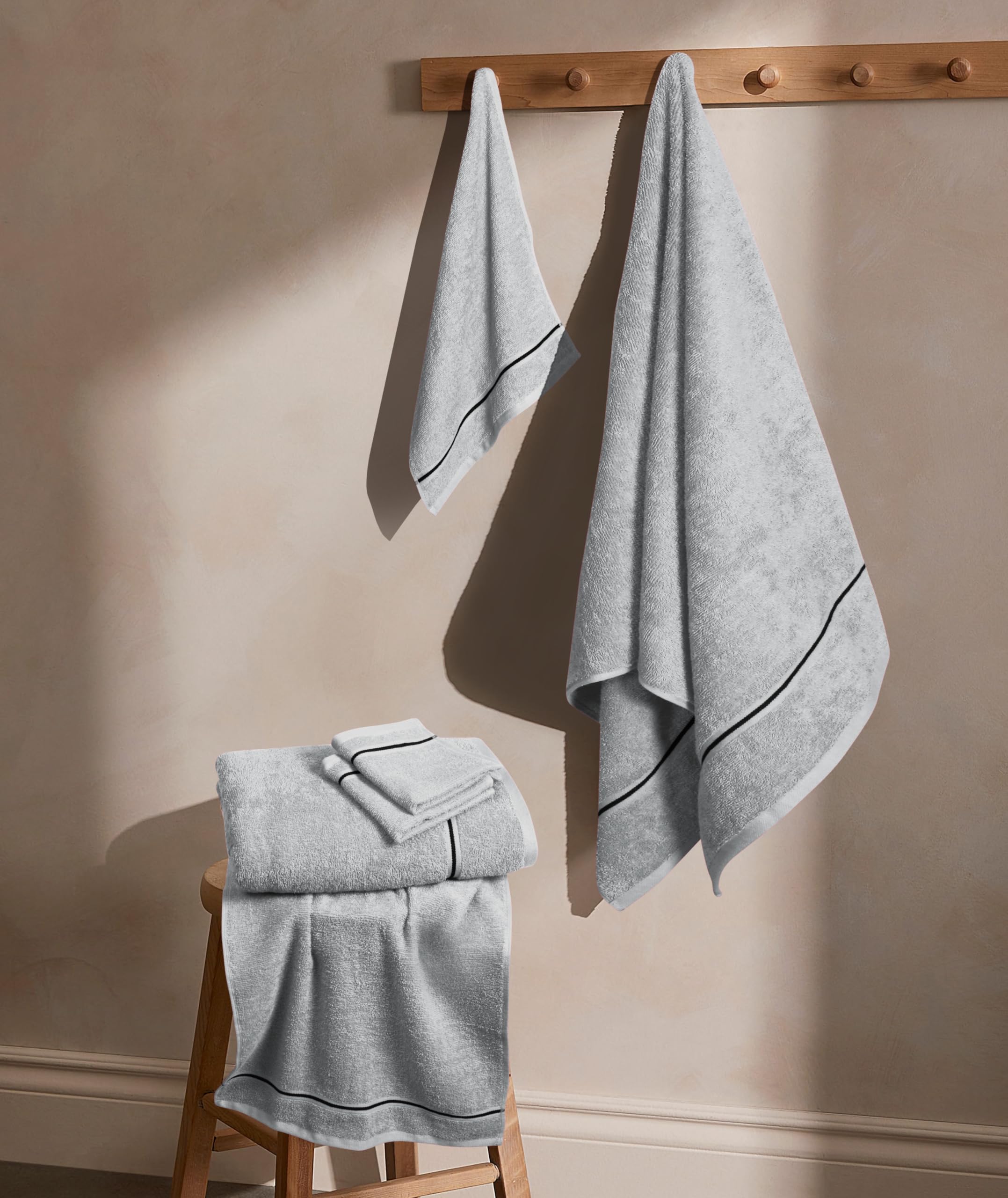 MyOwn Baumwoll-Handtuch-Set 6er-Pack 70x140 cm 40x60 cm 30x30 cm hellgrau