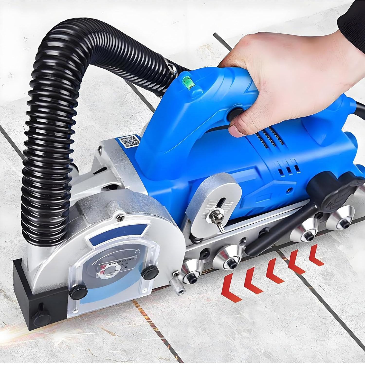 Limpiador de Juntas eléctrico, Herramienta para ranurar Huecos de baldosas, máquina eléctrica para Limpiar Juntas de baldosas con Rebote automático, 9000 RPM, aspiración automática