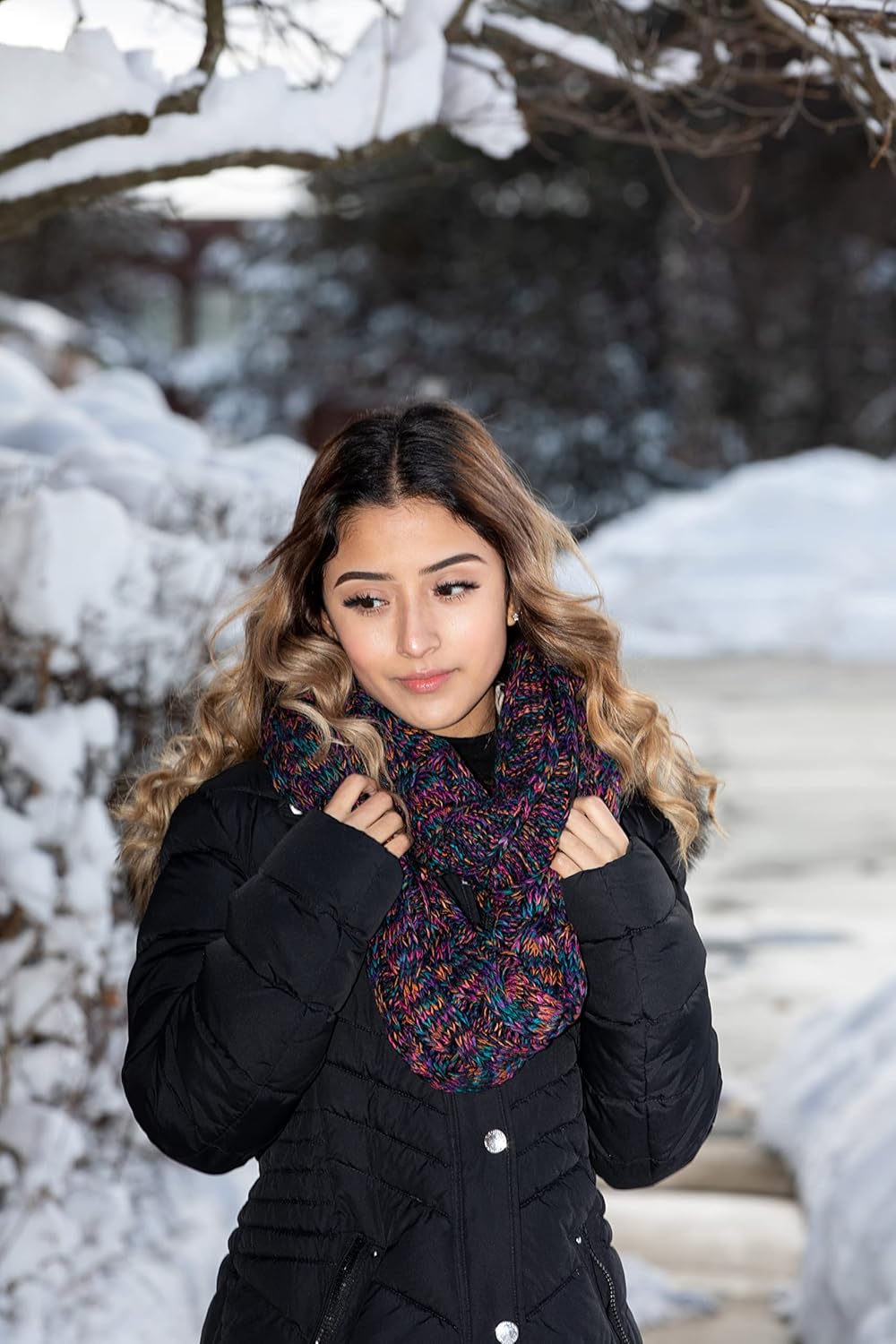 Funky Junque Infinity Scarf for Women – Oversized Chunky Cable Knit Warm Winter Women's Infinity Neck Scarves Circle Wrap - Image 3