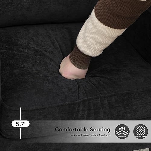 Miniatura 6 de Juego de 2 sillas decorativas, sillas tapizadas para sala de estar con bolsillos laterales, sillas de lectura modernas de mediados de siglo para