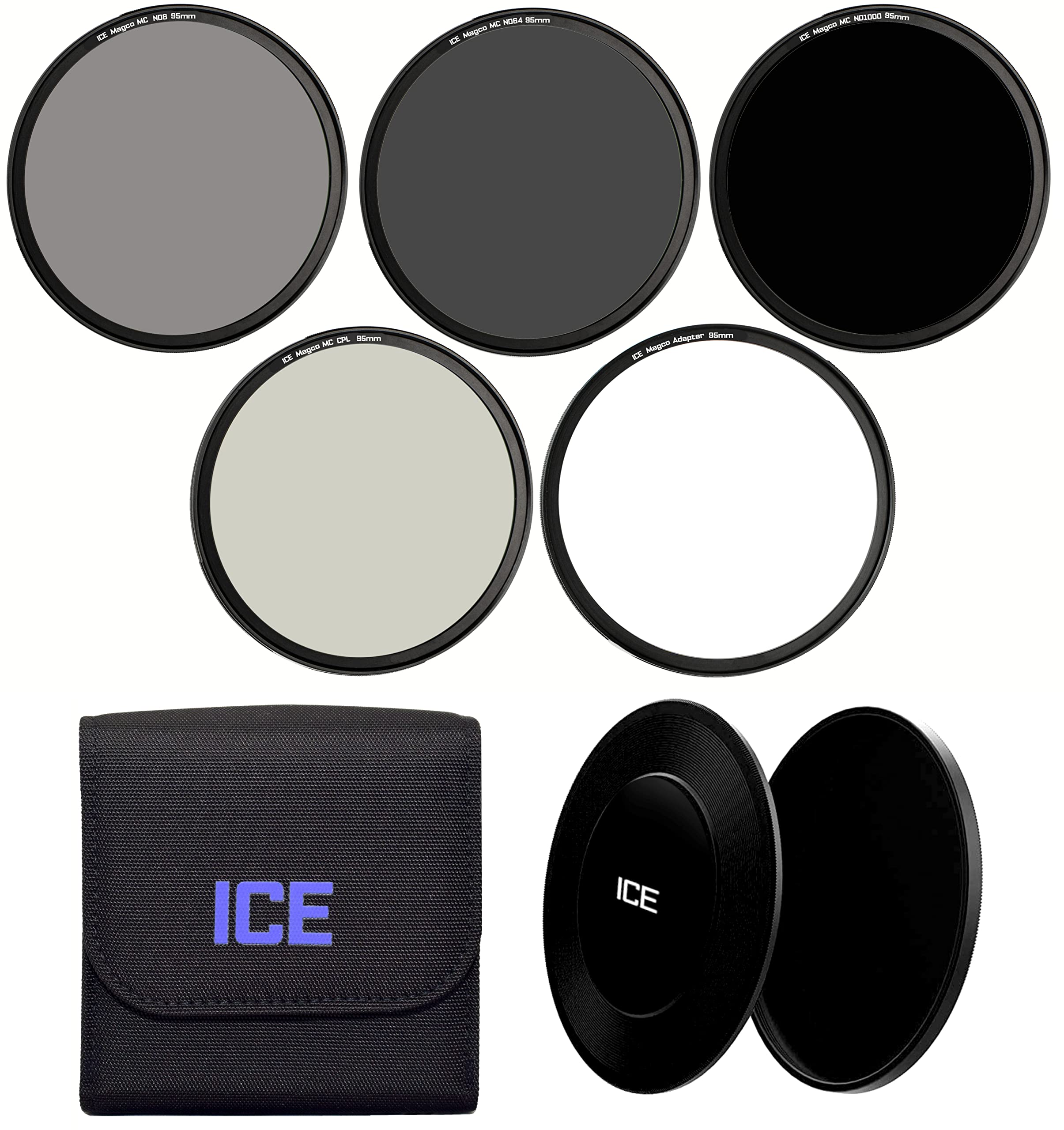 ICE Magco Magnetfilter Set – 6 ND Filter (ND4 Bis ND1000) + Adapter 95 Mm – Magnetisch, Kratzfest, Für Kase, Haida & Andere Kompatibel