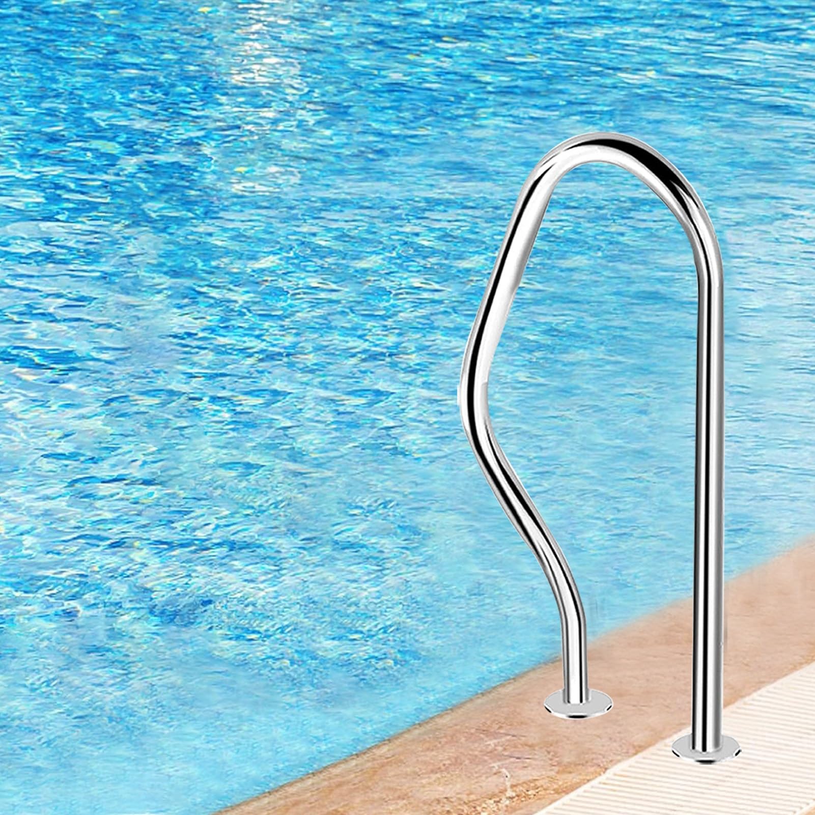 Pasamanos de piscina de acero inoxidable, base de fácil montaje para una entrada segura, ideal para piscinas enterradas, spas, jacuzzis y parques acuáticos