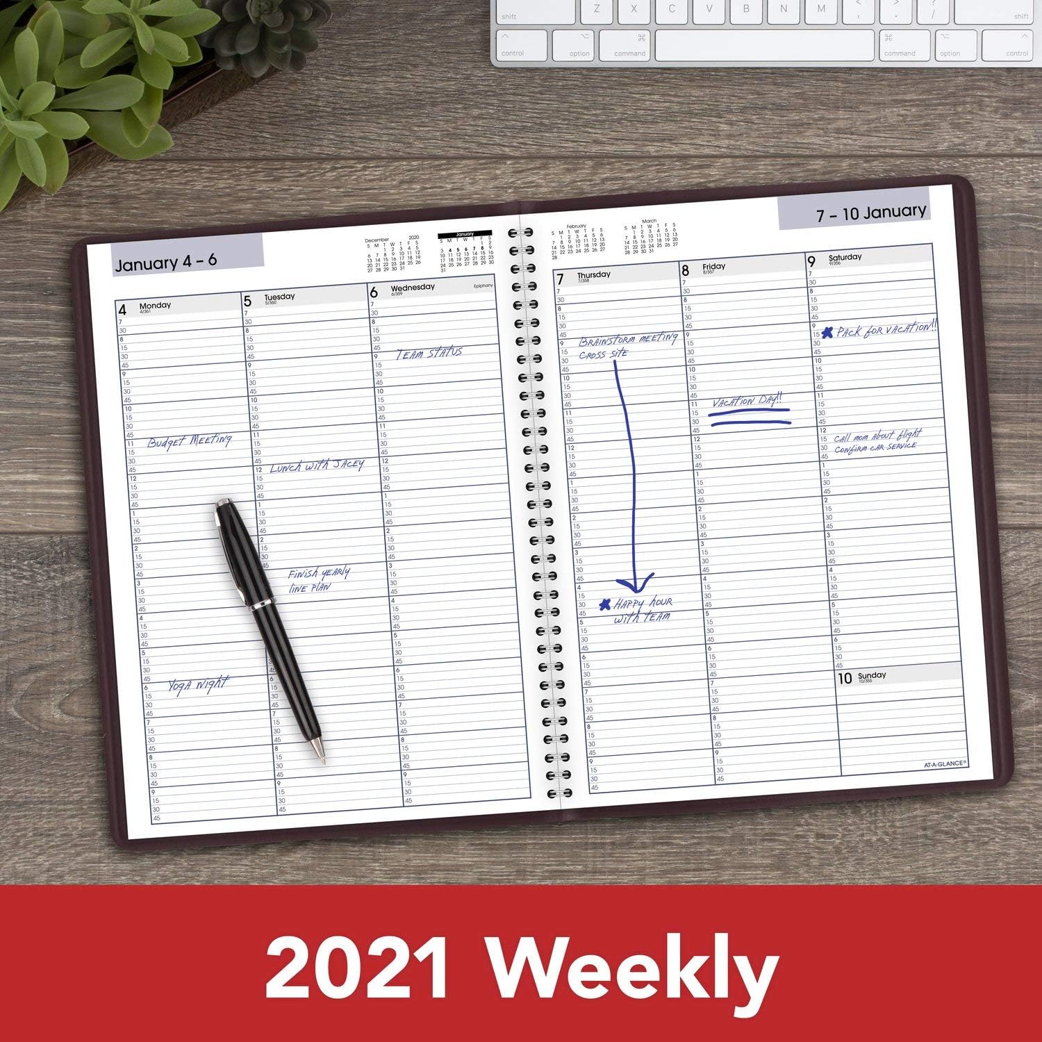 2021 Weekly Appointment Book & Planner by AT-A-GLANCE, 8" x 11", Large, DayMinder, Burgundy (G5201421)