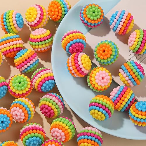 Miniatura 4 de Cuentas acrílicas de 0.787 pulgadas (0.787 in), cuentas redondas de color grueso para hacer joyas de bricolaje (yangmei)