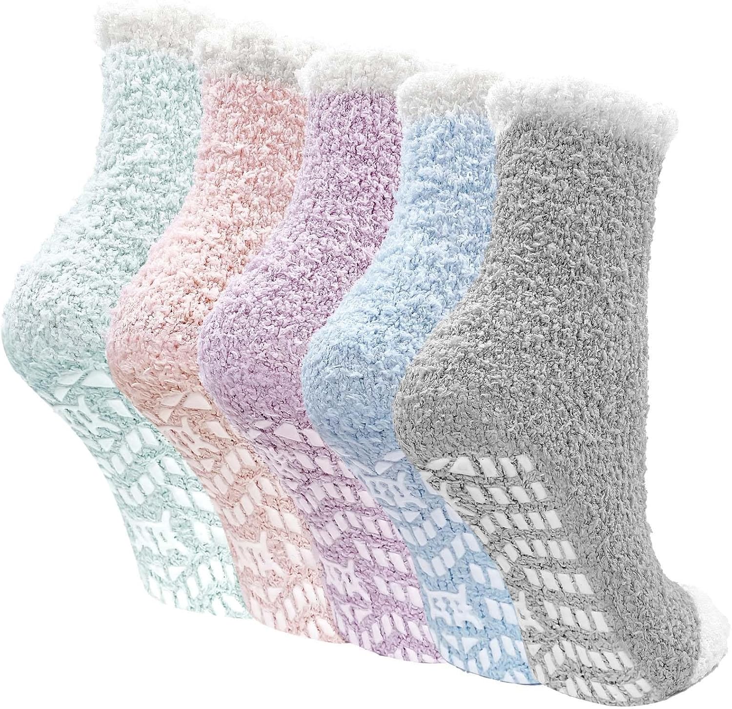 CaiDieNu Non Slip Fuzzy Socks for Women: Winter Thick Warm Cozy Sleep Hospital Slipper Socks with Grips Soft Fluffy Gifts