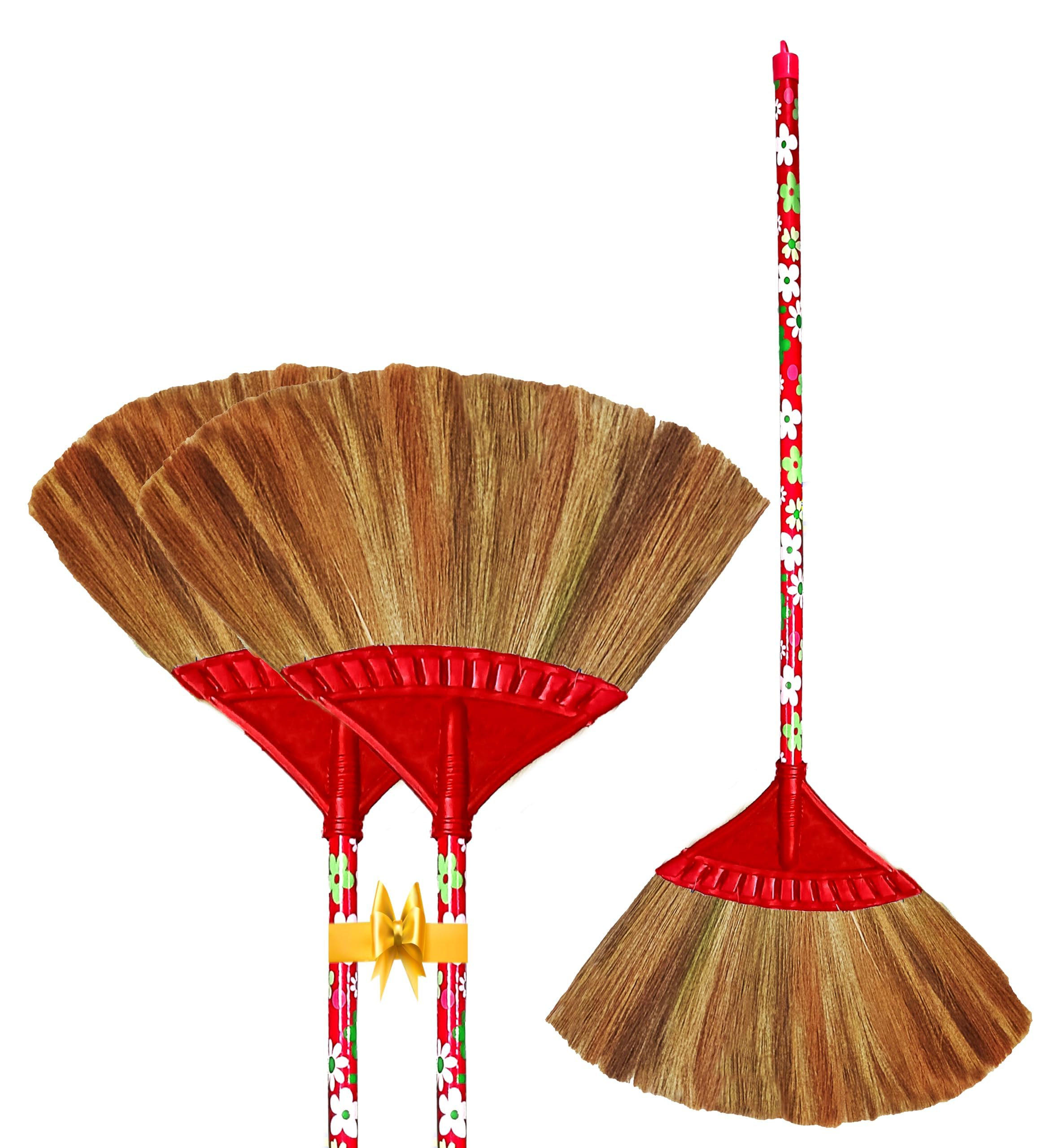Burma Broom, Less Dust, Wooden Broomstick Jhadu for Floor Cleaning with Long Handle (2)