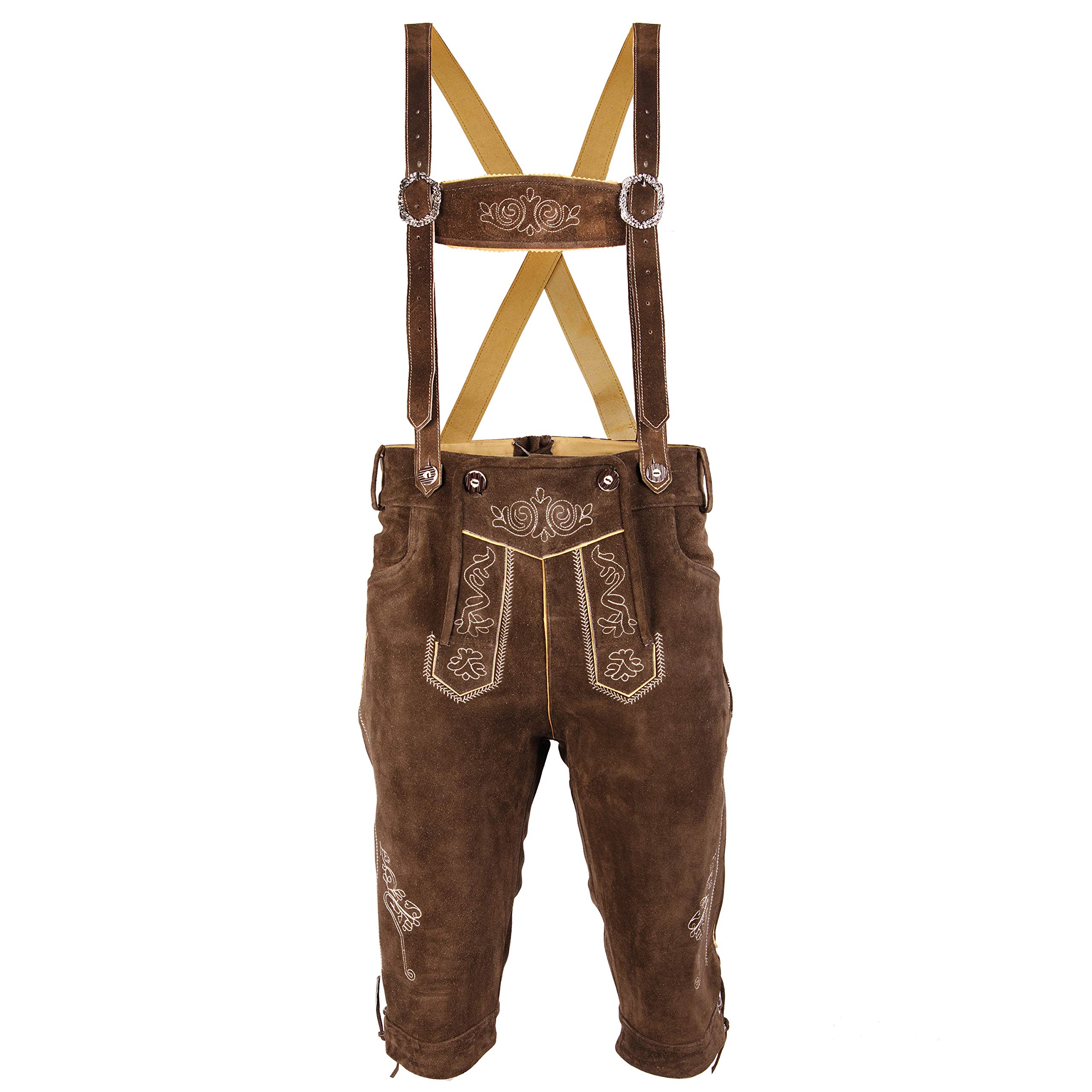 Herren Trachtenset Trachten Set Trachtenlederhose + Hosenträger + Trachtenhemd + Trachtensocken + Trachtenschuhe 5 Teiliges Größe 46-62