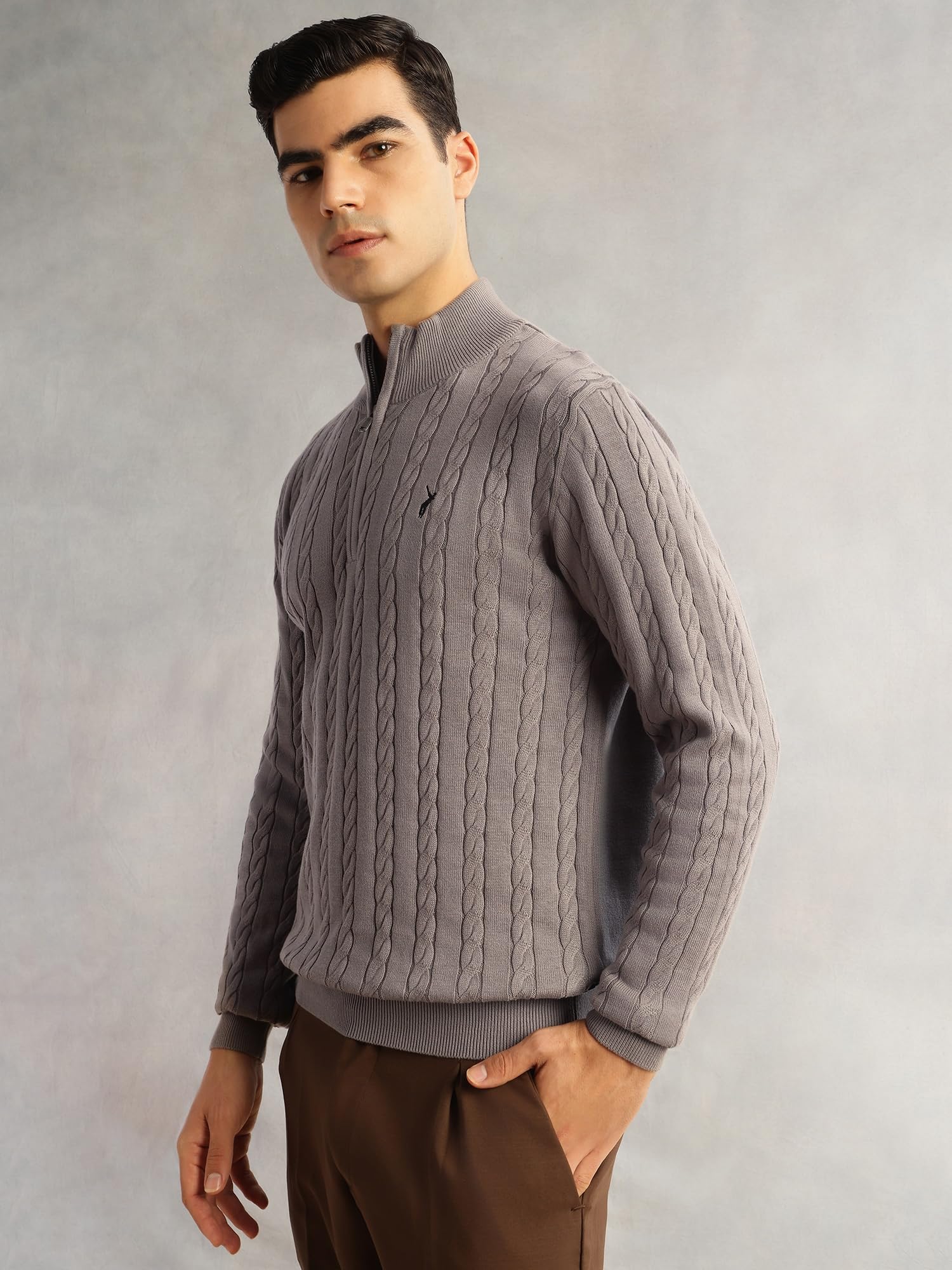 Thomas Scott Maglione da uomo in 100% cotone a maniche lunghe con colletto alla coreana