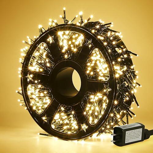 Miniatura 10 de Hishine Luces de Navidad de 82 pies, 1000 luces LED, cadena de luces para interiores y exteriores, 8 modos, impermeable, enchufable, luz de árbol de