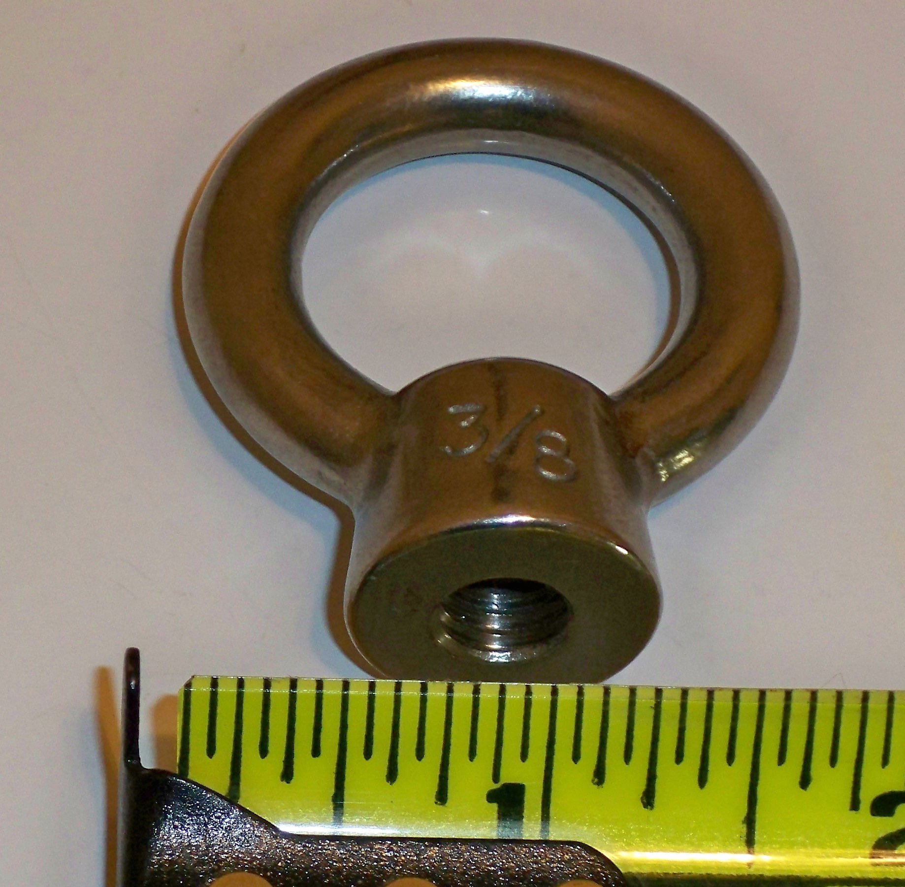 3/8" Stainless Steel Shoulder Eye Nut 316