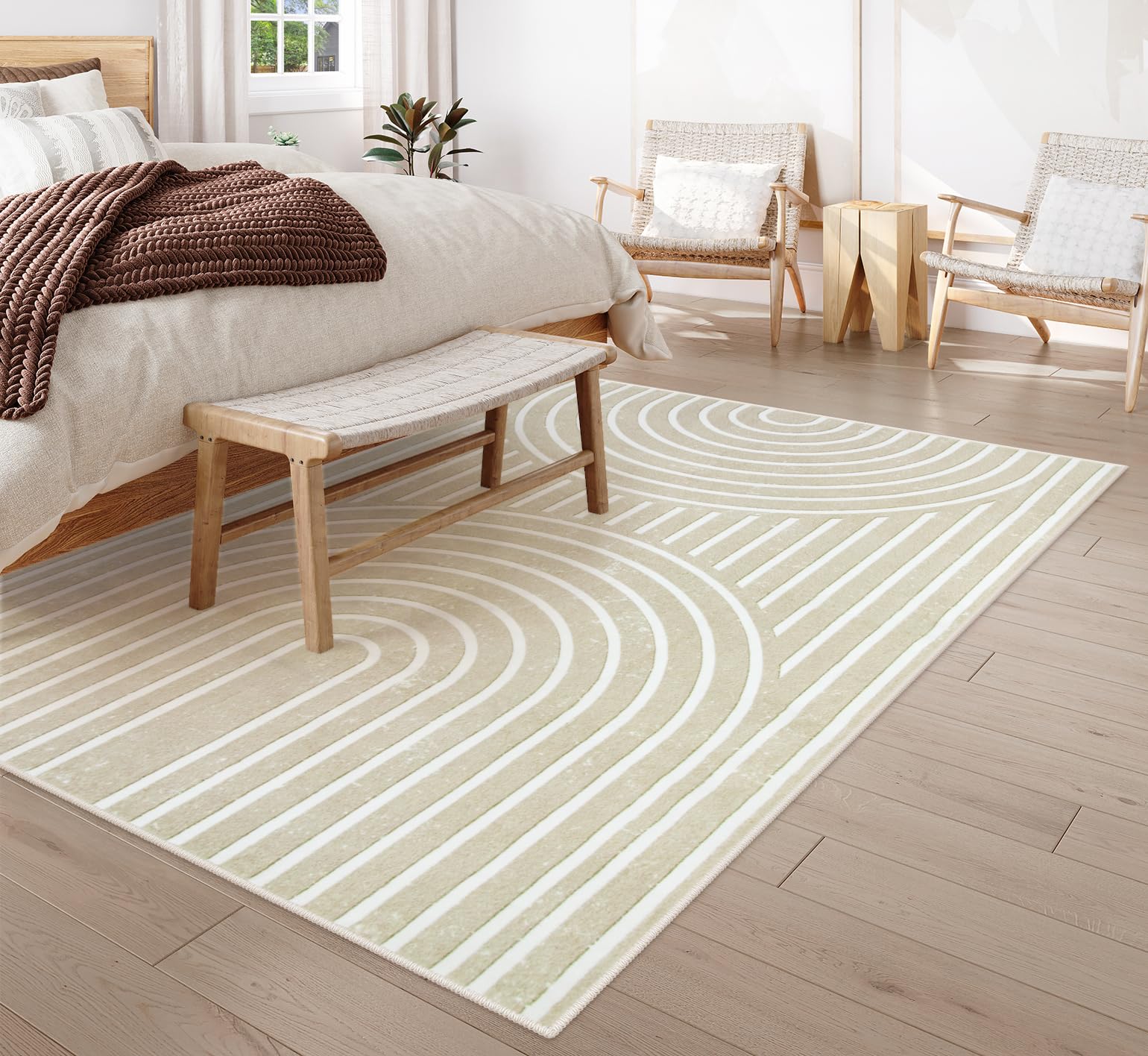 ■Flower Floor Mat / Rainbow × Ecru beige Flower Floor Mat / Rainbow × Ecru beige