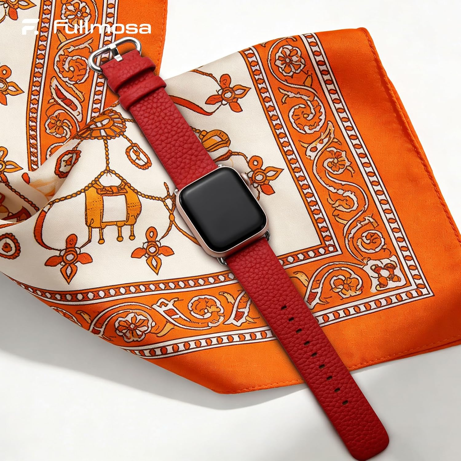 Fullmosa Leather Bands Compatible with Apple Watch Band 41mm 40mm 38mm 42mm 44mm 45mm 46mm 49mm Women Men for iWatch Series 11/10/9/8/7/6/5/4/3/2/1,Ultra3/2/1,SE3/2/1, 42mm 41mm 40mm 38mm, Red/Silver - Image 8