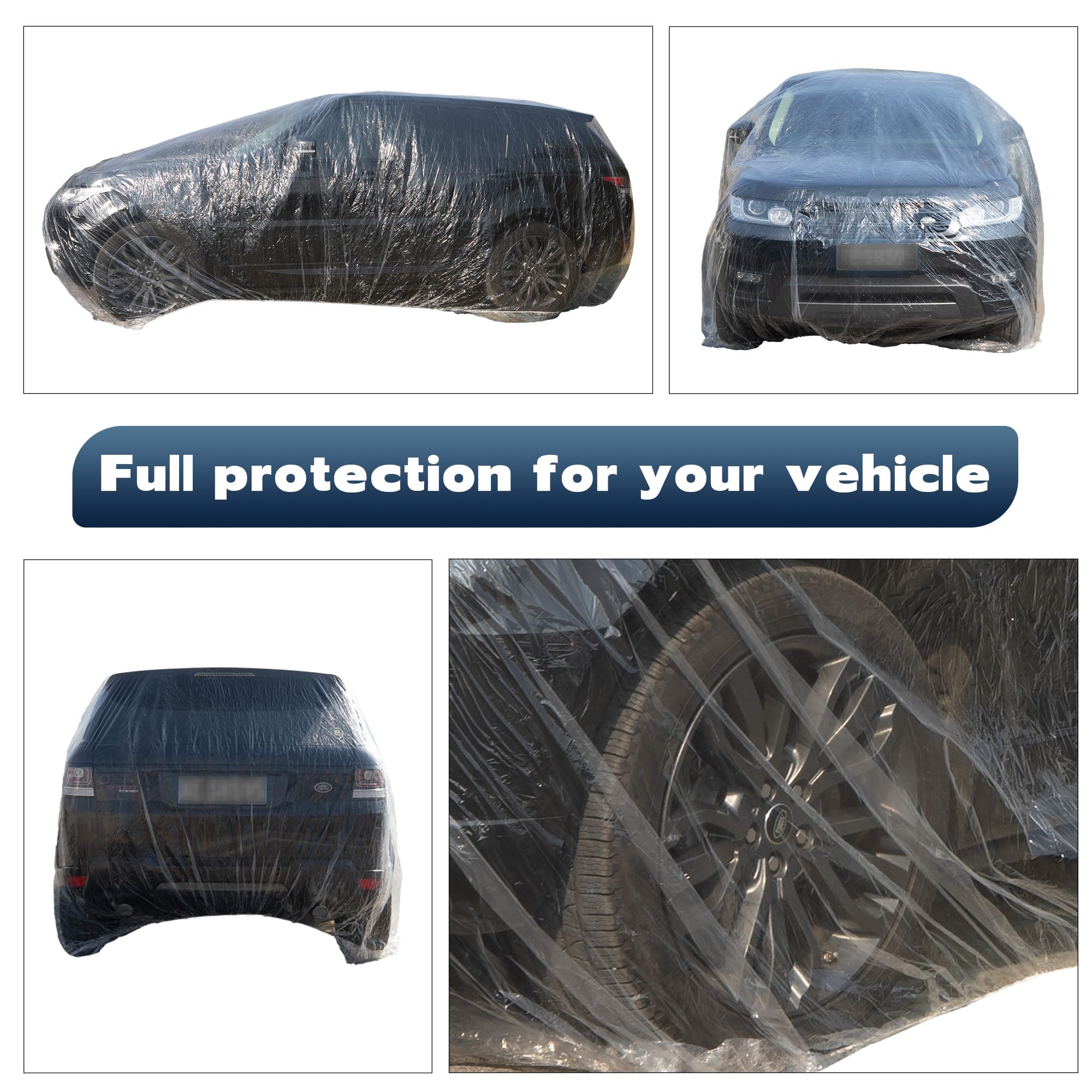 Talyetar 3 pcs Plastic Car Cover Universal Disposable Car Covers Waterproof Clear Car Cover for SUV Sedan with — view 2