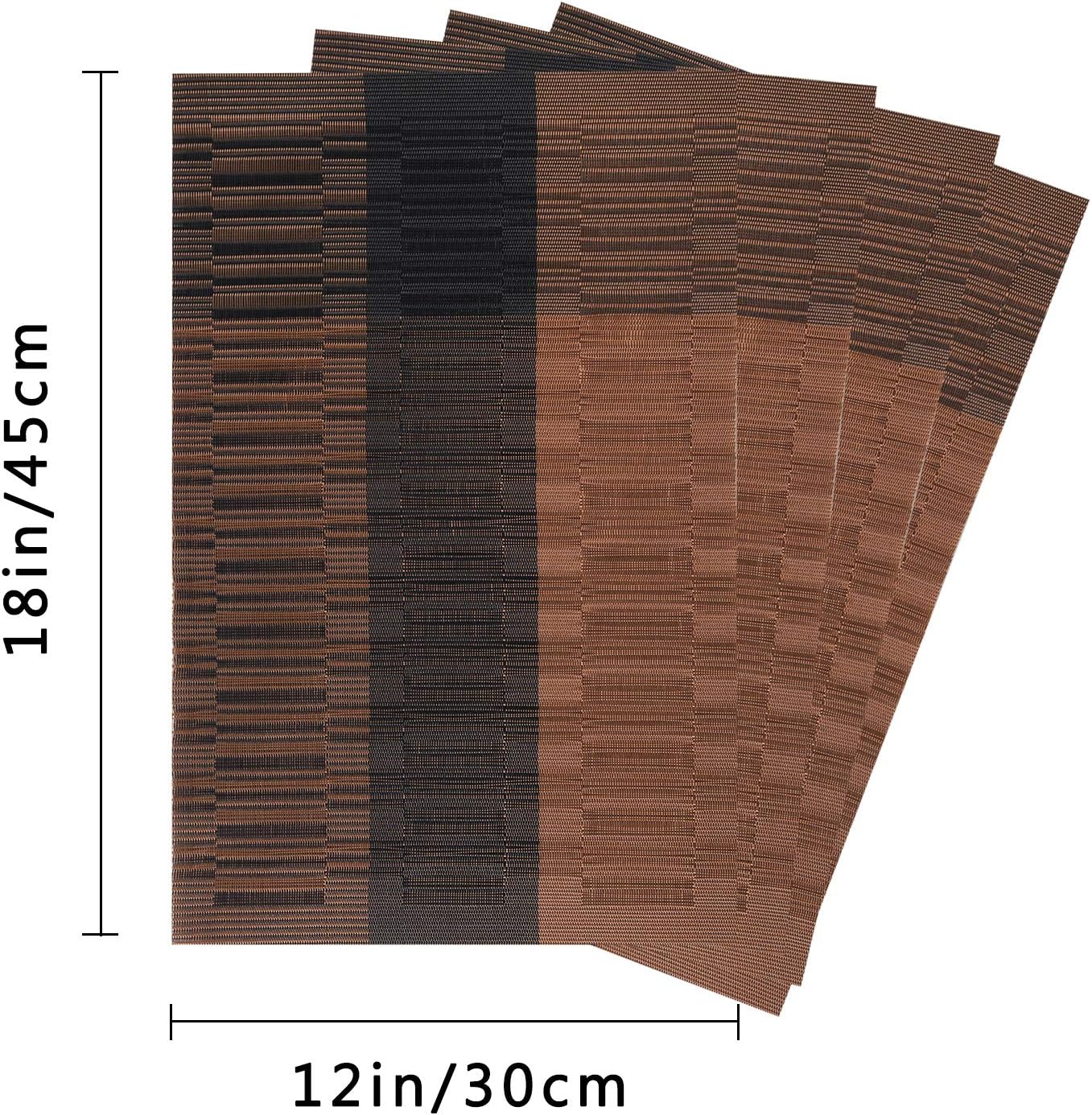 New Product Top Finel Placemats for Dining Table,PVC Table Mats Set of 4,Place Mats Non-Slip Heat Resistant Washable,Brown&Black