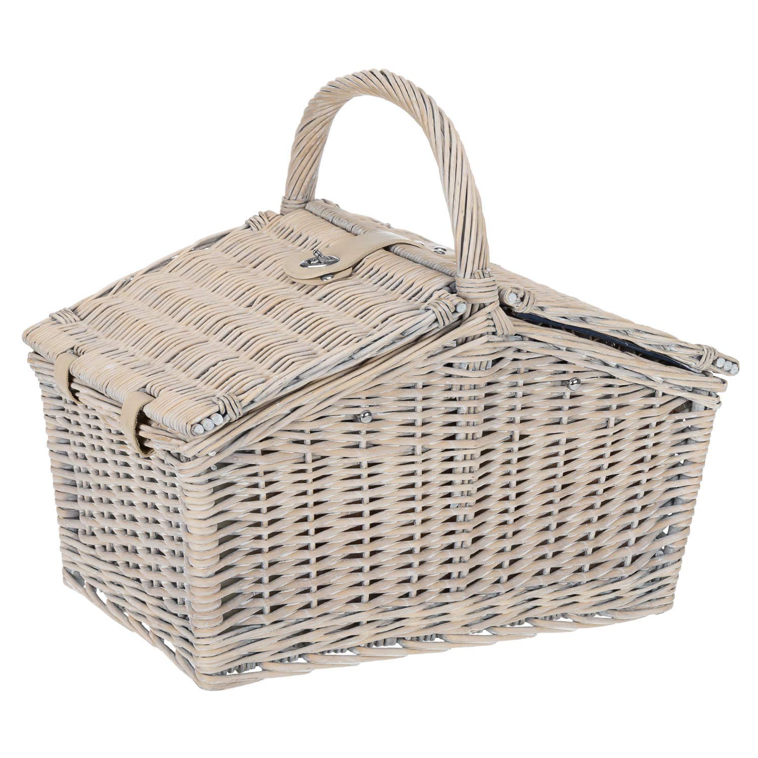 anndora Picknickkorb 4 Personen Weidenkorb Henkelkorb beige + Zubehör 23 TLG. - Image 3