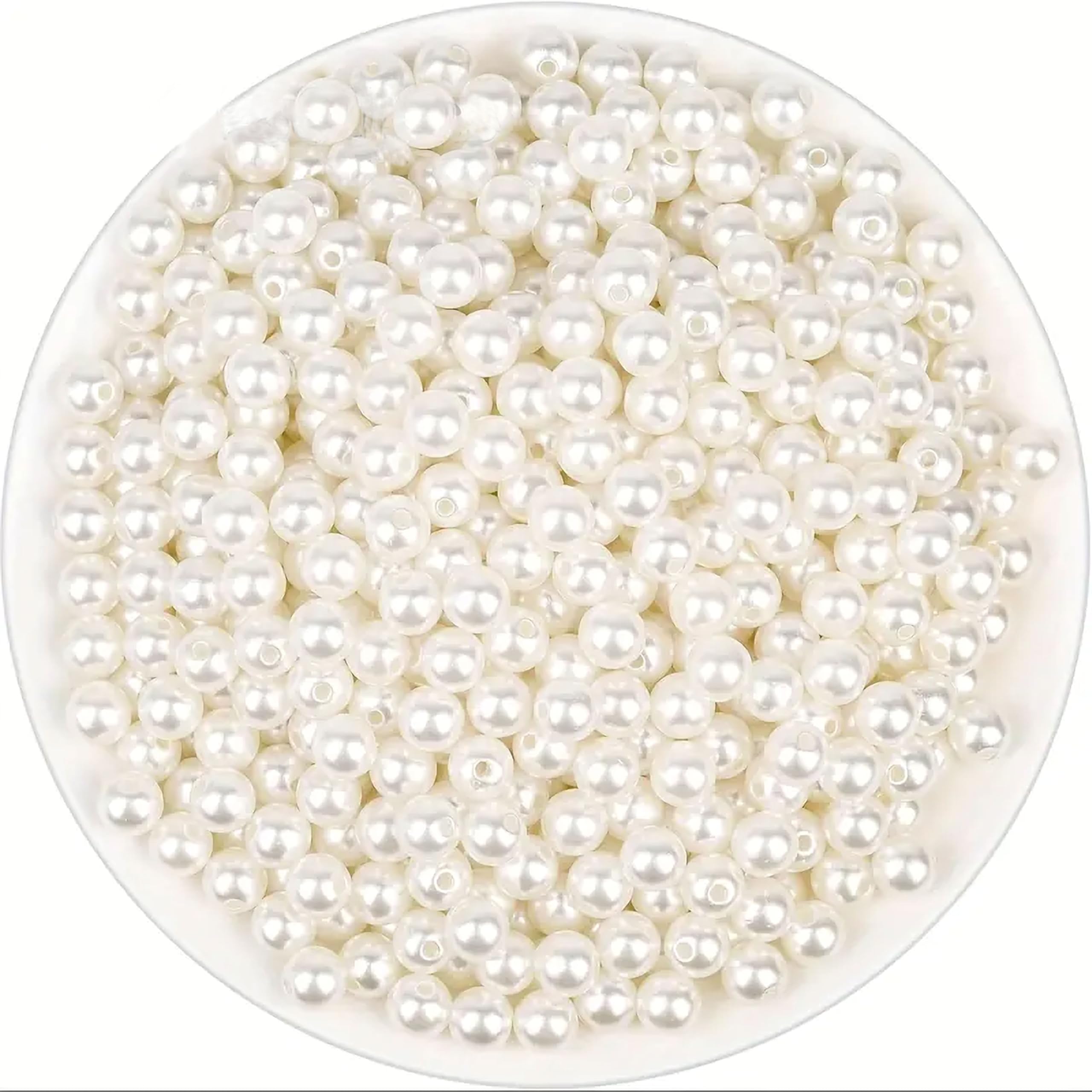 INDIKONB Round Pearl Moti Beads | Offwhite Beige Acrylic Plastic Faux Pearl | White Beads for Craft, DIY Jewelry & Accessories | Perfect for Mala Making & Rakhi Making (Off White-8mm)-image-46
