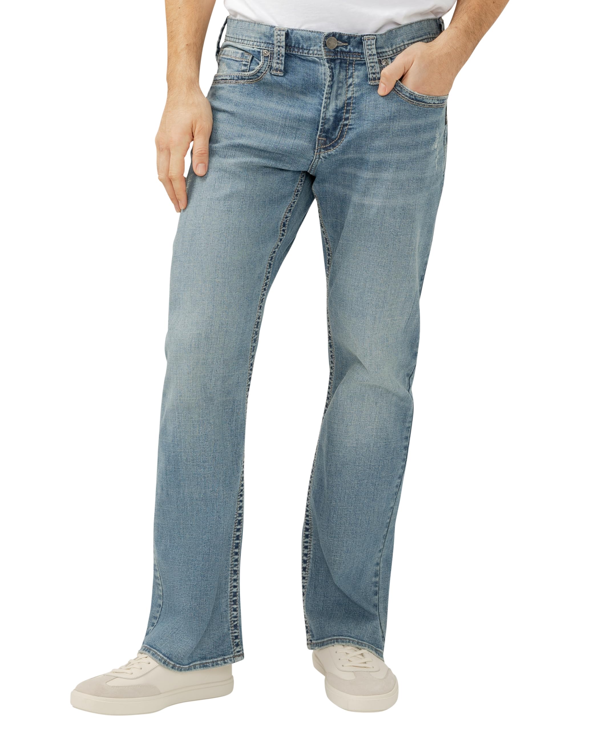Silver Jeans Co. Men's Craig Easy Fit Bootcut Jean, Light Marble Indigo, 36W x 30L