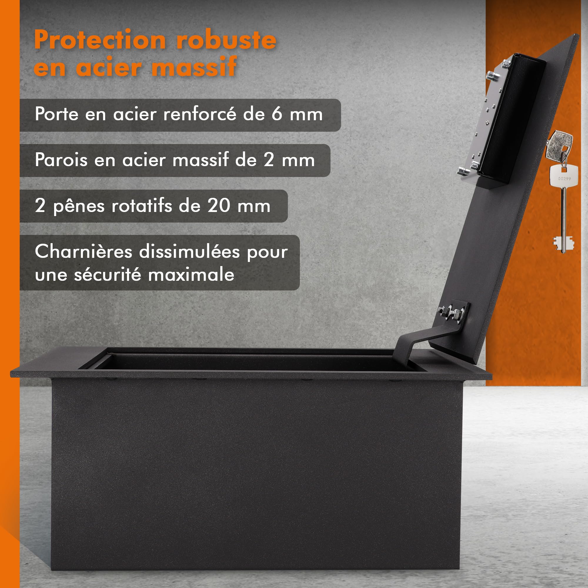 Coffre-Fort Encastrable A4 13,5L Avec Serrure À Clé, Coffre De Sol Antieffraction Caché Pour Argent, Bijoux, Documents – Coffre En Acier Robuste Pour Sécurité Domestique
