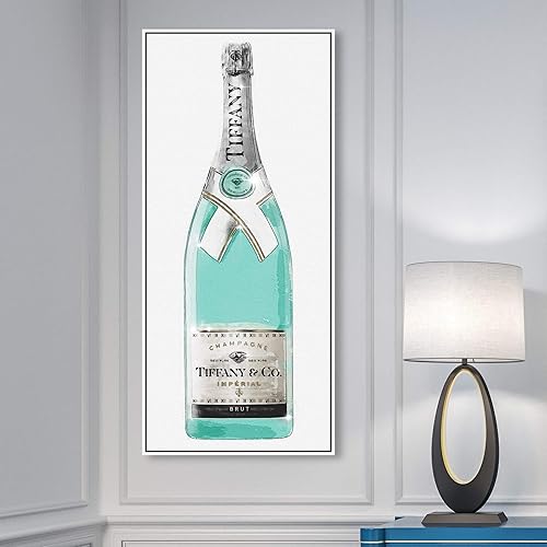 Miniatura 6 de The Oliver Gal Artist Co. Lienzo enmarcado para pared con texto en inglés "Priceless Tall Champagne Home Décor, 16.0 x 36.0in, azul, gris