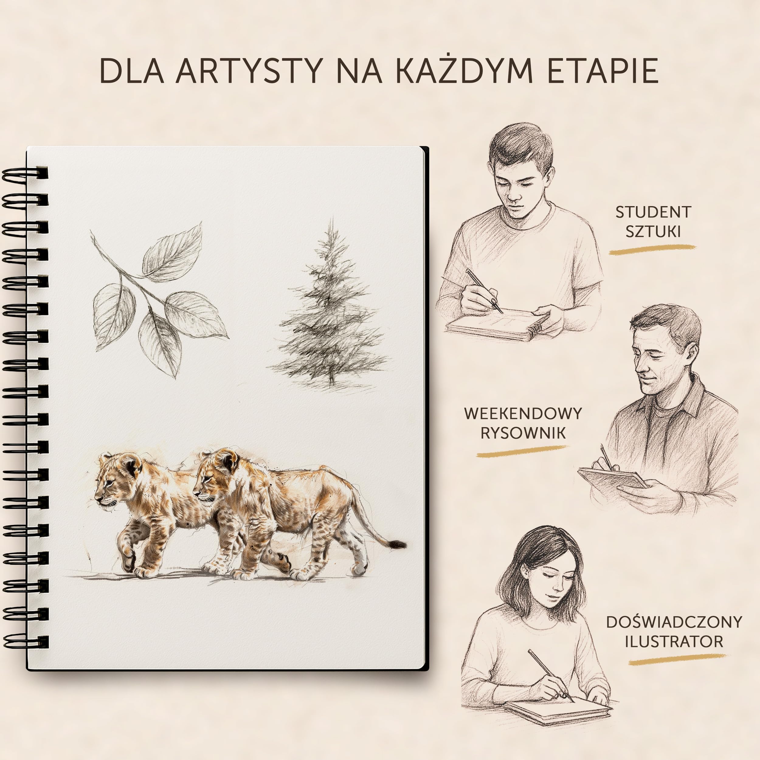 Szkicownik A4 dla artystów – Twarda oprawa – Bardzo gruby papier 200 g/m² – Duży blok do rysowania, książka spiralna dla dzieci – Notes do szkicowania, 40 arkuszy / 80 stron