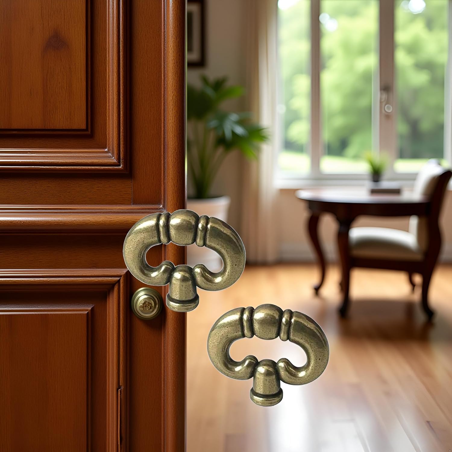 2Pcs Antique Bronze Ring, Cabinet Knobs Vintage,Vintage Style Drawer Knob Ring with Back Plate Antique Black Bronze Drawer Pull Dresser Pull Cabinet Knob Kitchen Door Knob Hardware,Cabinet Hardware