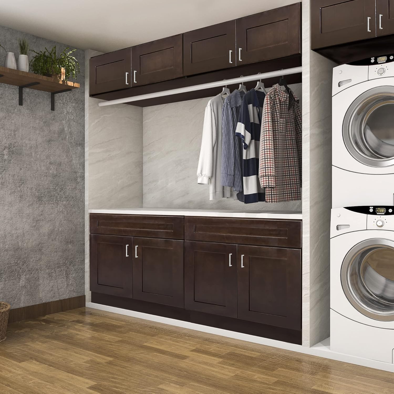 Brookings Shaker Unassembled Bridge Wall Kitchen Cabinet W3321, 33 W x 12 D x 21 H, Brown, Solid Wood, Design House, 543231