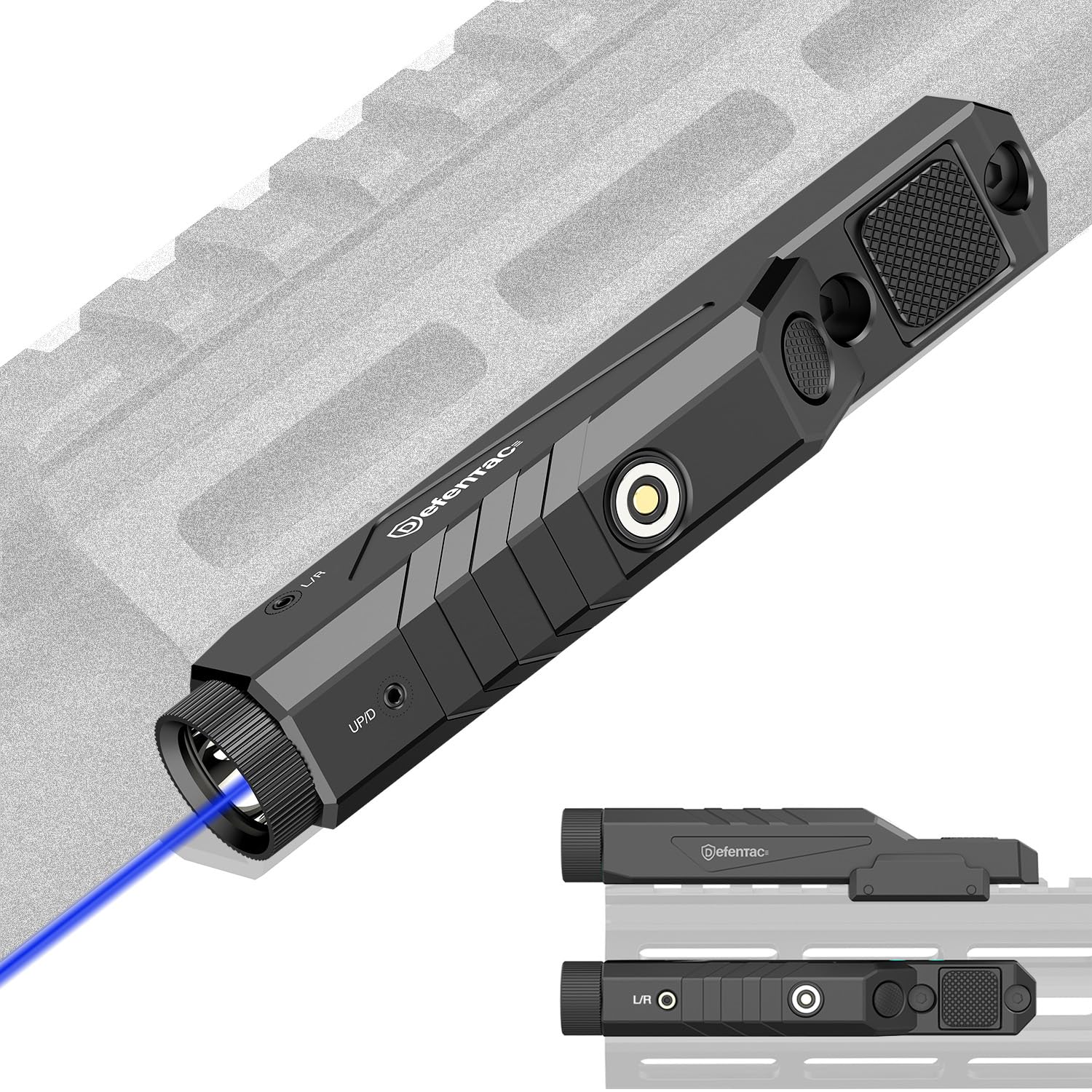 DEFENTAC 1600 Lumens Blue Laser Light Combo Compatible with M-Lok/Picatinny for Rifle, Weapon Light with with Momentary Strobe, Rechargeable