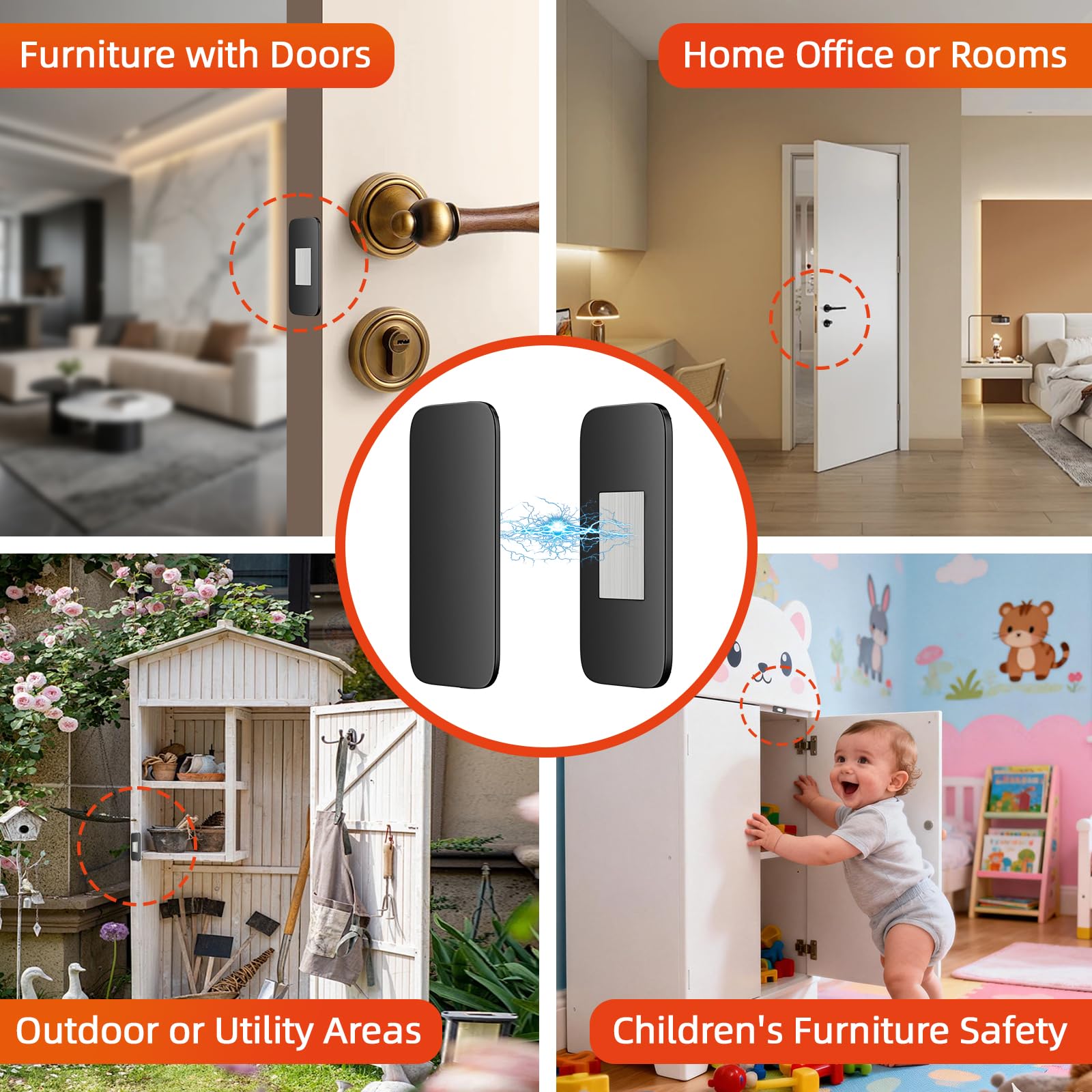 Jiayi 8 Pack Ultra Thin No Drill Magnetic Cabinet Door Catch Black, Ultra Thin Adhesive Magnets Drawer Catch, Magnetic Door Latch Hardware for Kitchen Pantry, Keep Cabinets Closed Securely — Amazon image 8
