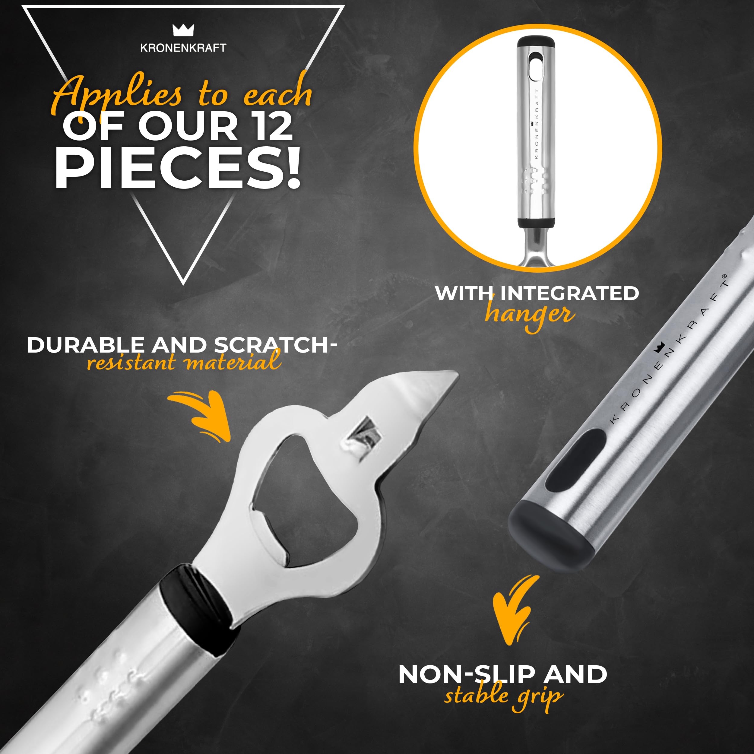 Set 42 Utensili Da Cucina KRONENKRAFT - Acciaio Inox E Nylon, Con Spatole, Pinze, Frusta E Apriscatole - Foto 12