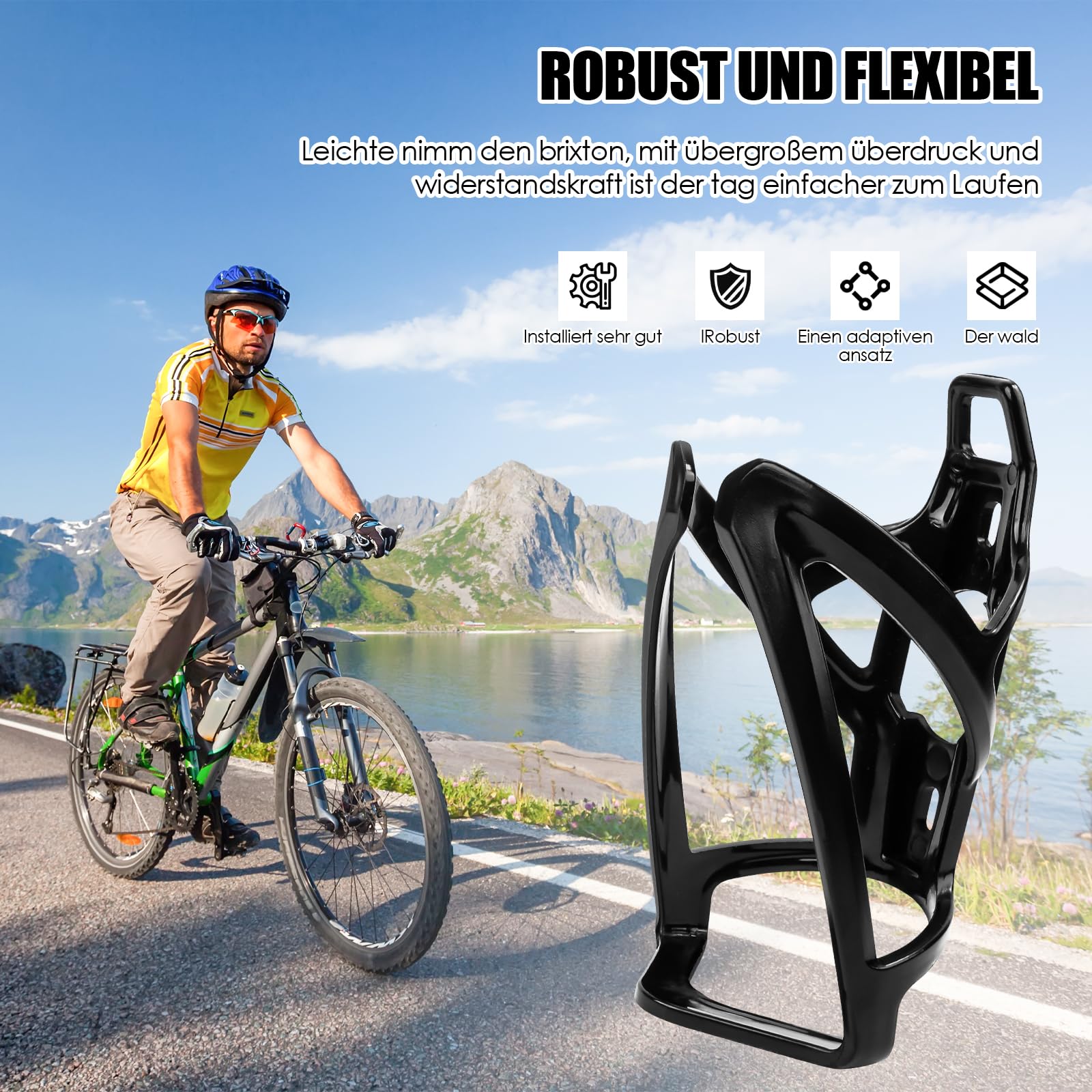 Portabidones Bicicleta - Pack de 2 Portabotellas Bici Mejorada, Porta Bidones para Bici MTB Bicicleta de Carretera, Incluye Tornillos y Herramienta de Montaje