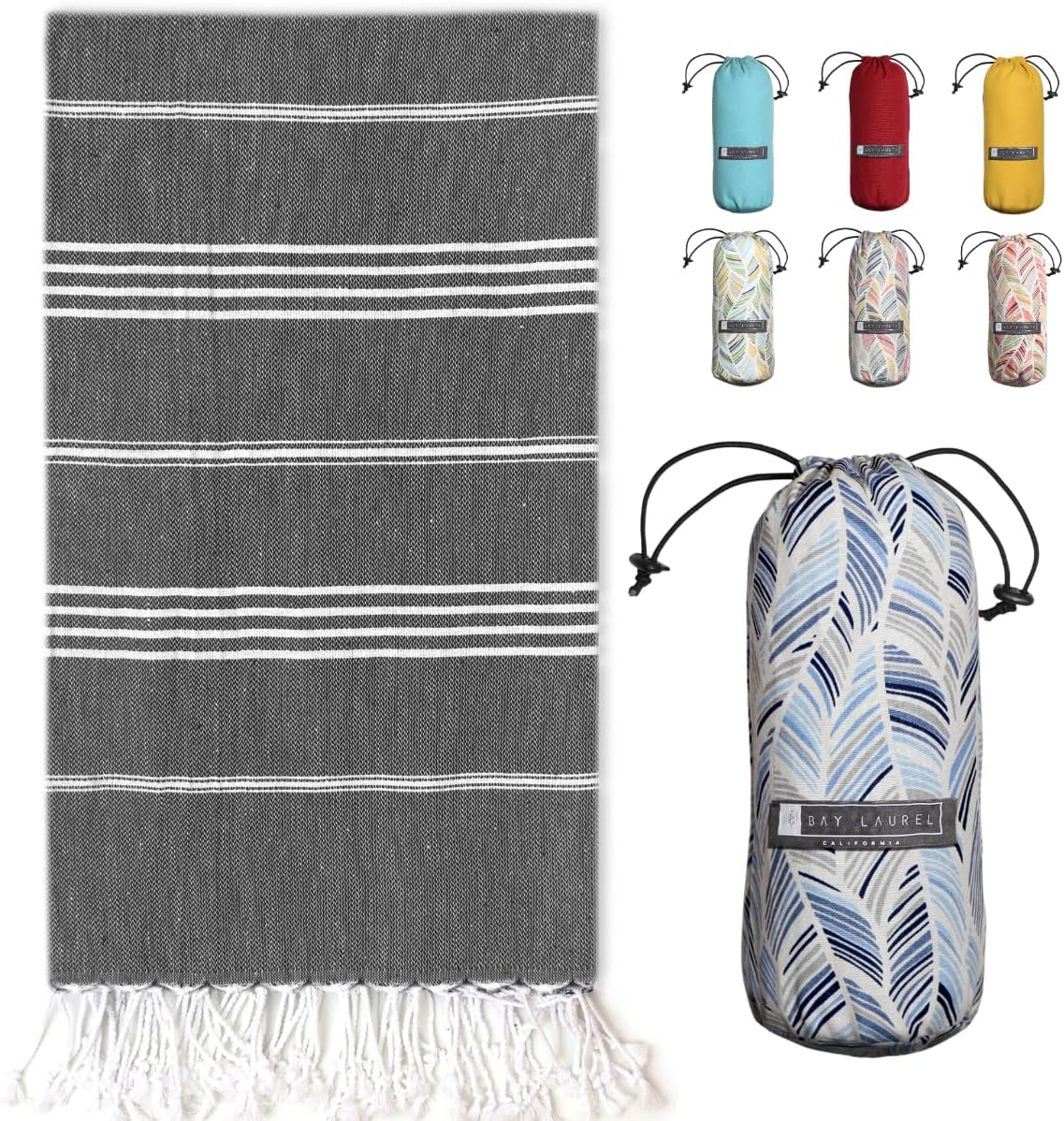 6 Pack Turkish Beach Towels - 39x71 Inch Oversized Quick Dry Towels With Travel Bags