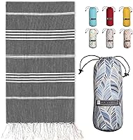 Vista 21 de BAY LAUREL Turkish Beach Towel with Travel Bag 39 x 71 Quick Dry Sand Free Lightweight Large Oversized Towels Light - (Aqua with Blue Floral Bag)