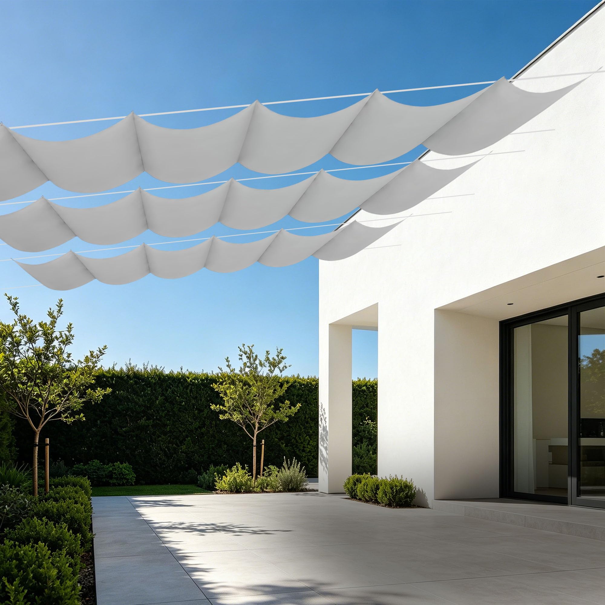 Toile ombrage rétractable vague 400 x 480 cm avec haute protection UV