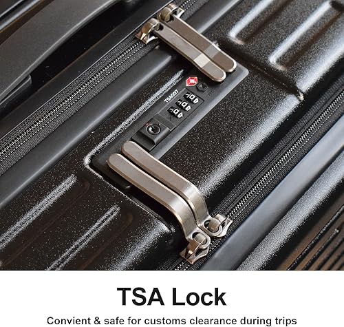 Miniatura 5 de TydeCkare W2024YSD ABS+PC Juego de equipaje con ruedas giratorias de bloqueo TSA con cremallera YKK, Negro -, Moda