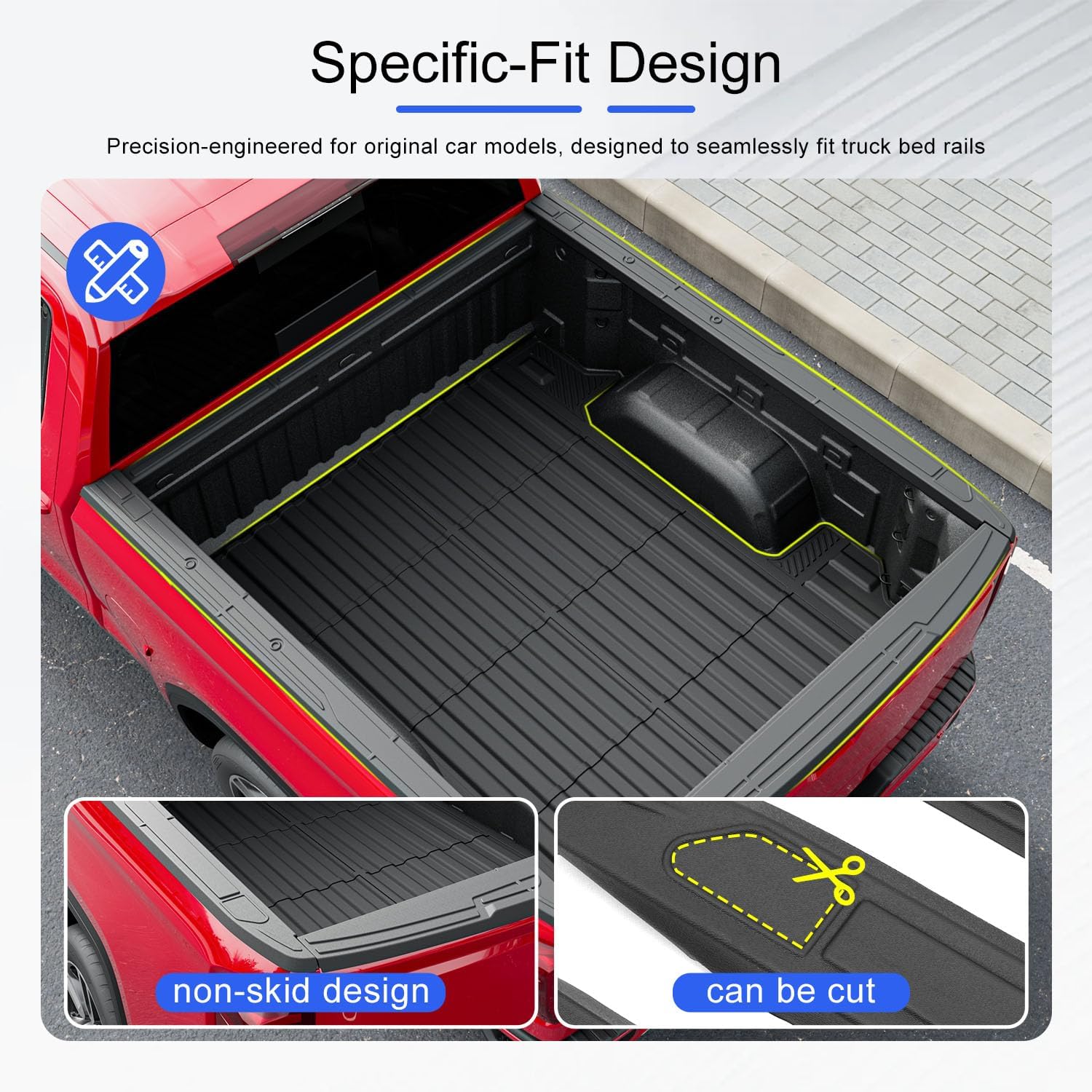 5.8FT Bed Mat Compatible with 2019-2026 Chevy Silverado GMC Sierra 1500 Truck Bed Mat Bed Liner Truck Bed Rail Cap Replacement for 2019-2026 Chevy Silverado Accessories