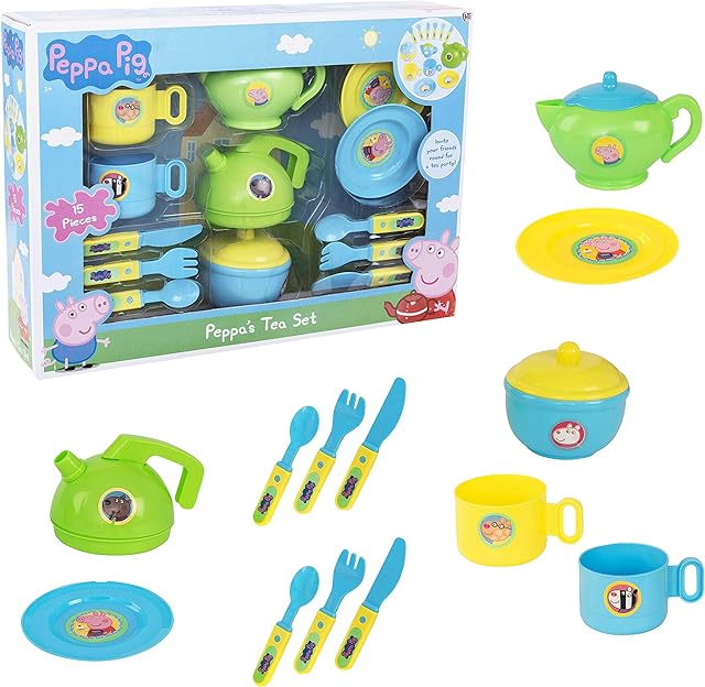 Peppa Pig Tea Set | Pretend Afternoon Tea Playset | Peppa Pig Toys | Including Reusable Teapot, Cups, Kettle, Cutlery & Saucers | Childrens Roleplay Playsets | Kids Kitchen Pretend Play Tea Set | 3+