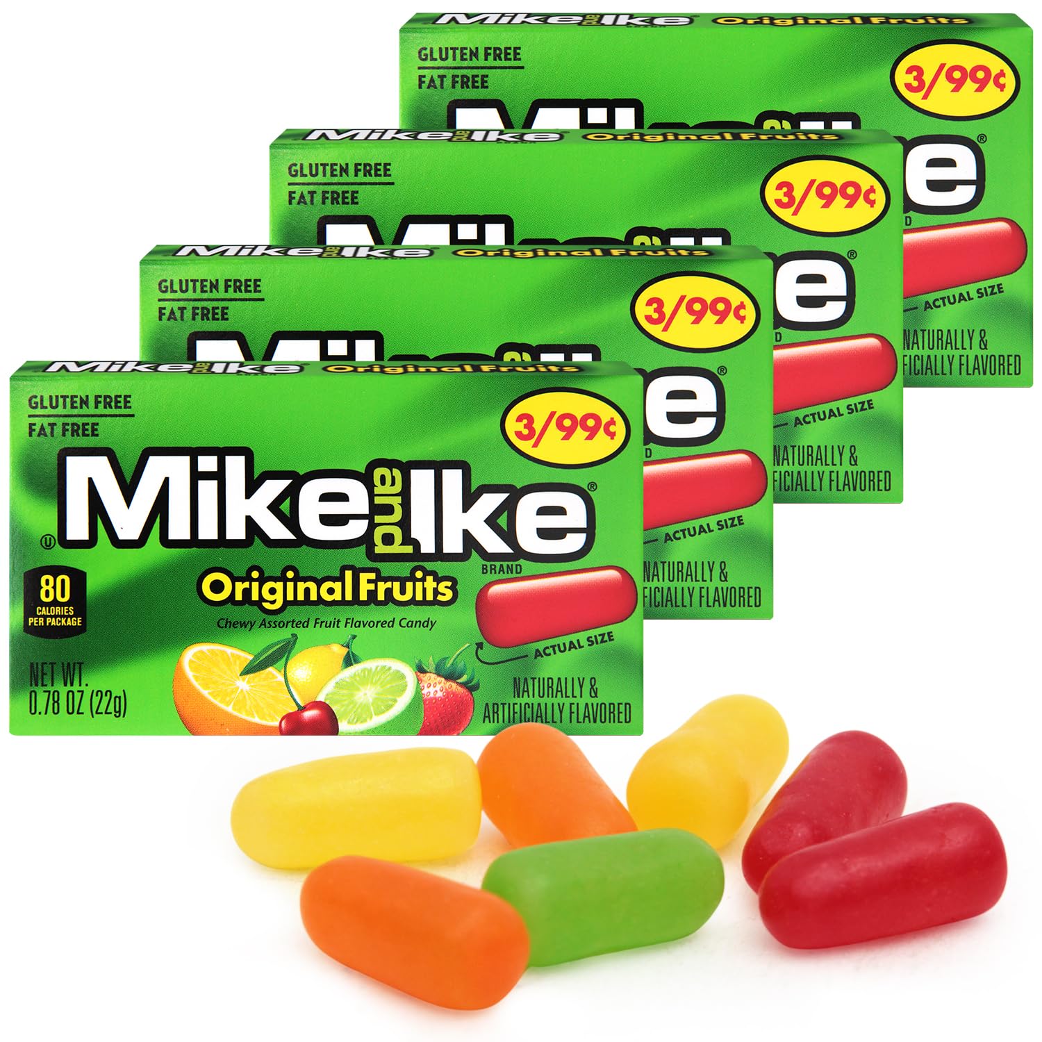 Mike and Ike Original Fruits Candy, 4 Pack, 0.78OZ Each, Ideal Mike and Ike Candy for Your Favorite Films, Perfect for Sharing with Friends.